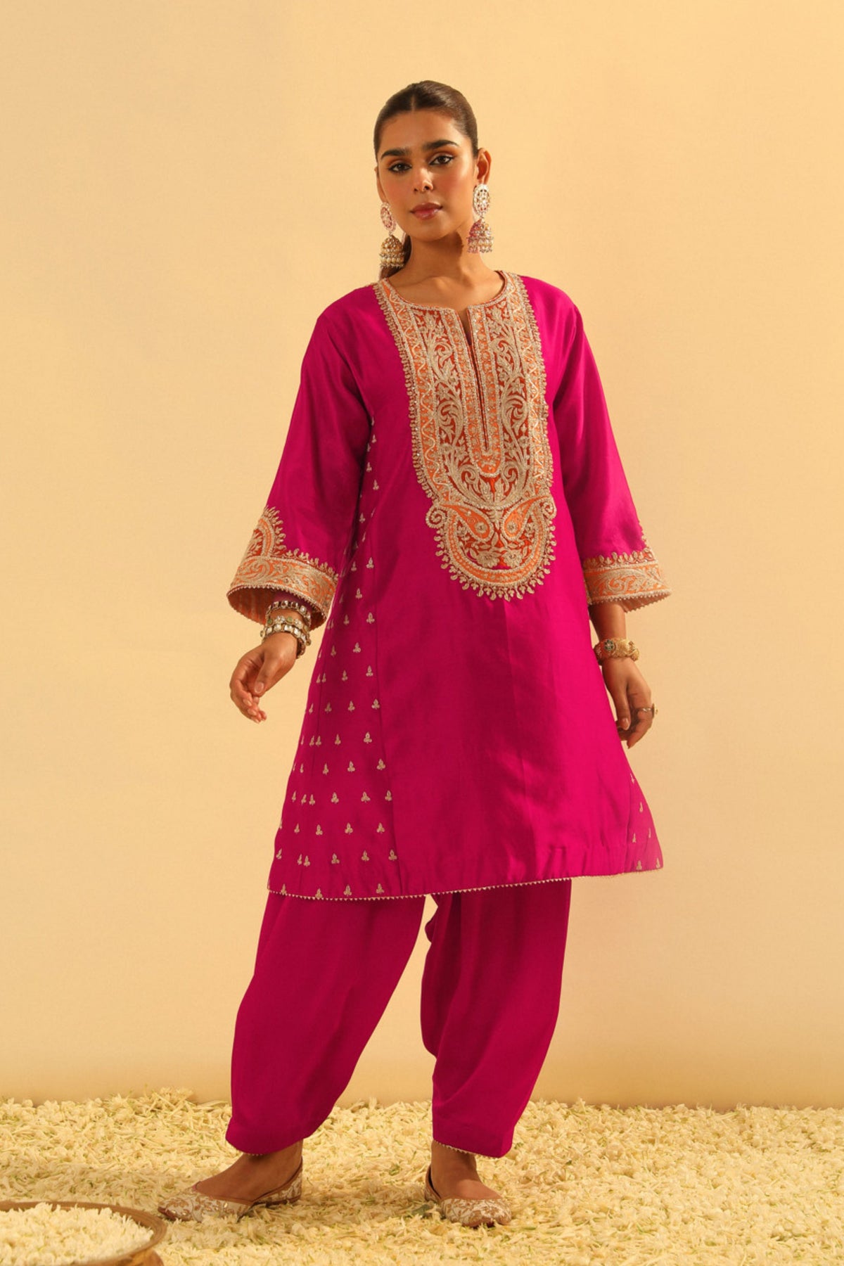 Falisha Short Pink Kalidaar Choga With Salwar