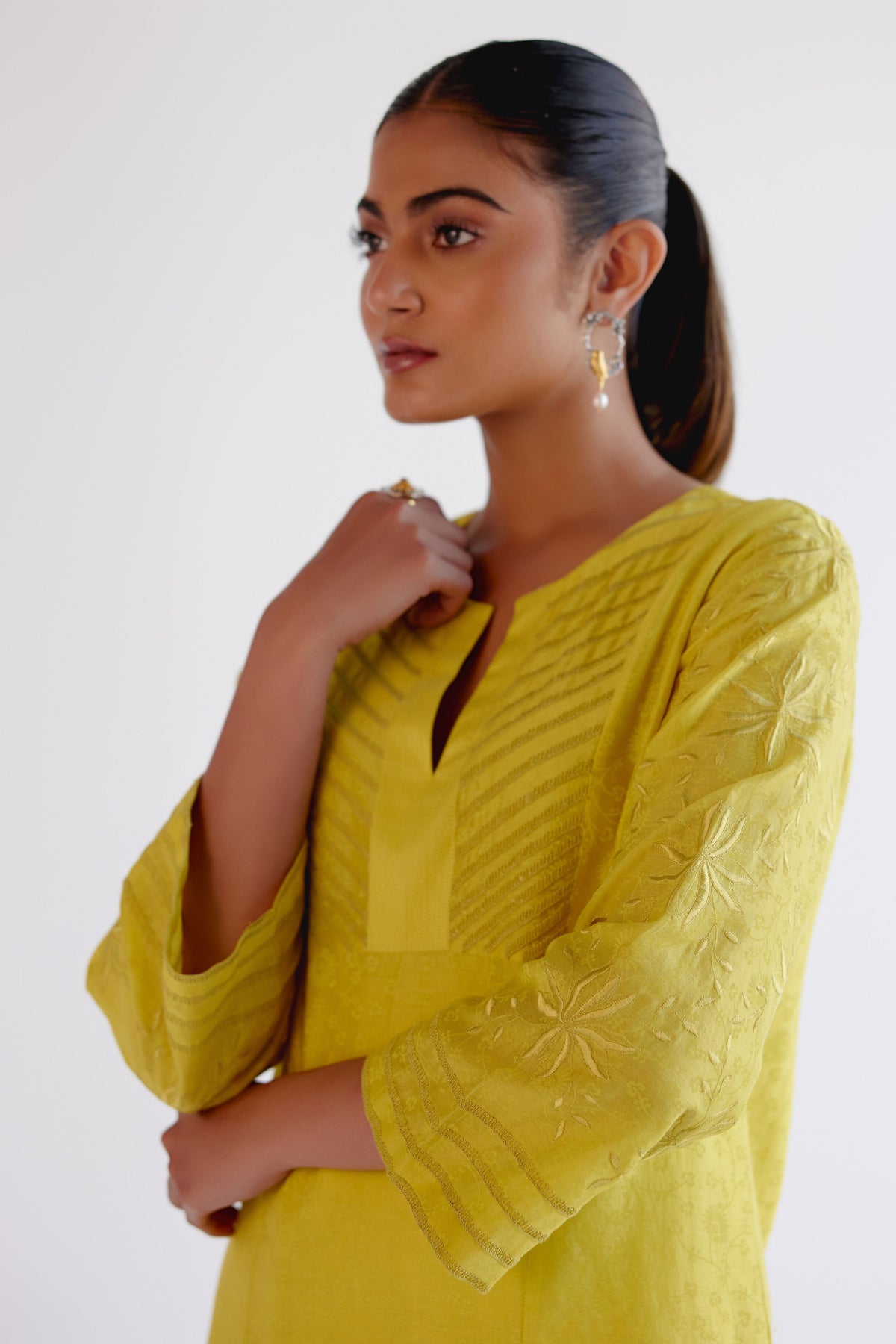 Lemon Yellow Kalidar Kurta Set