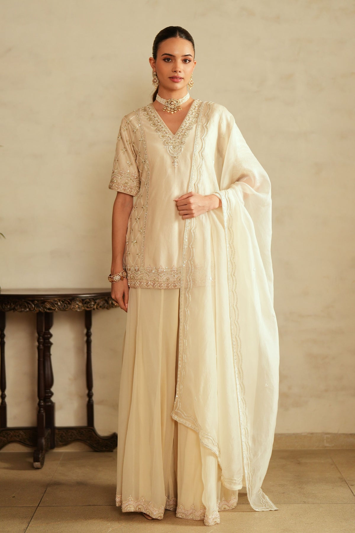 Ivory Kali Sharara Set