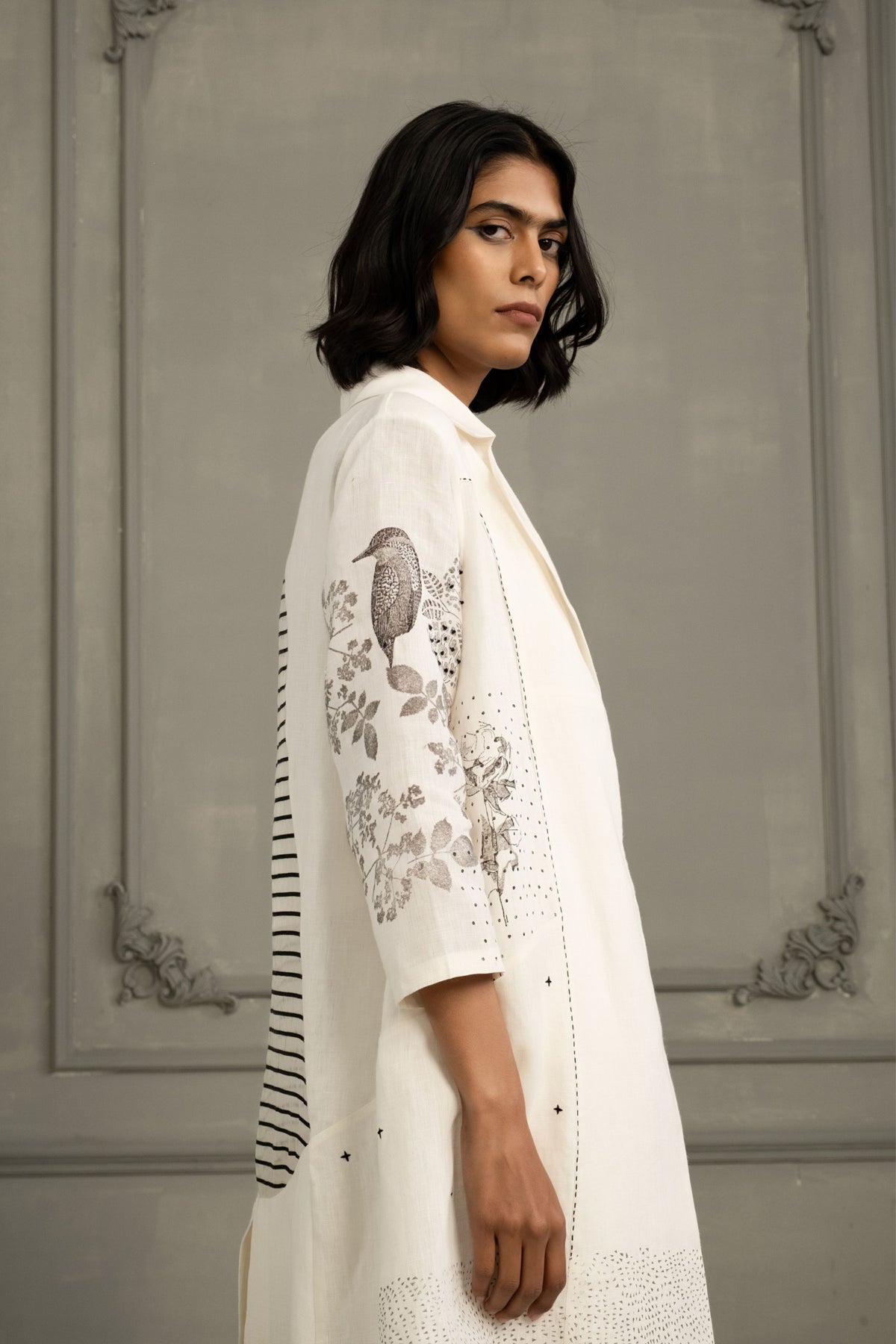 Ivory Embroidered Jacket Set