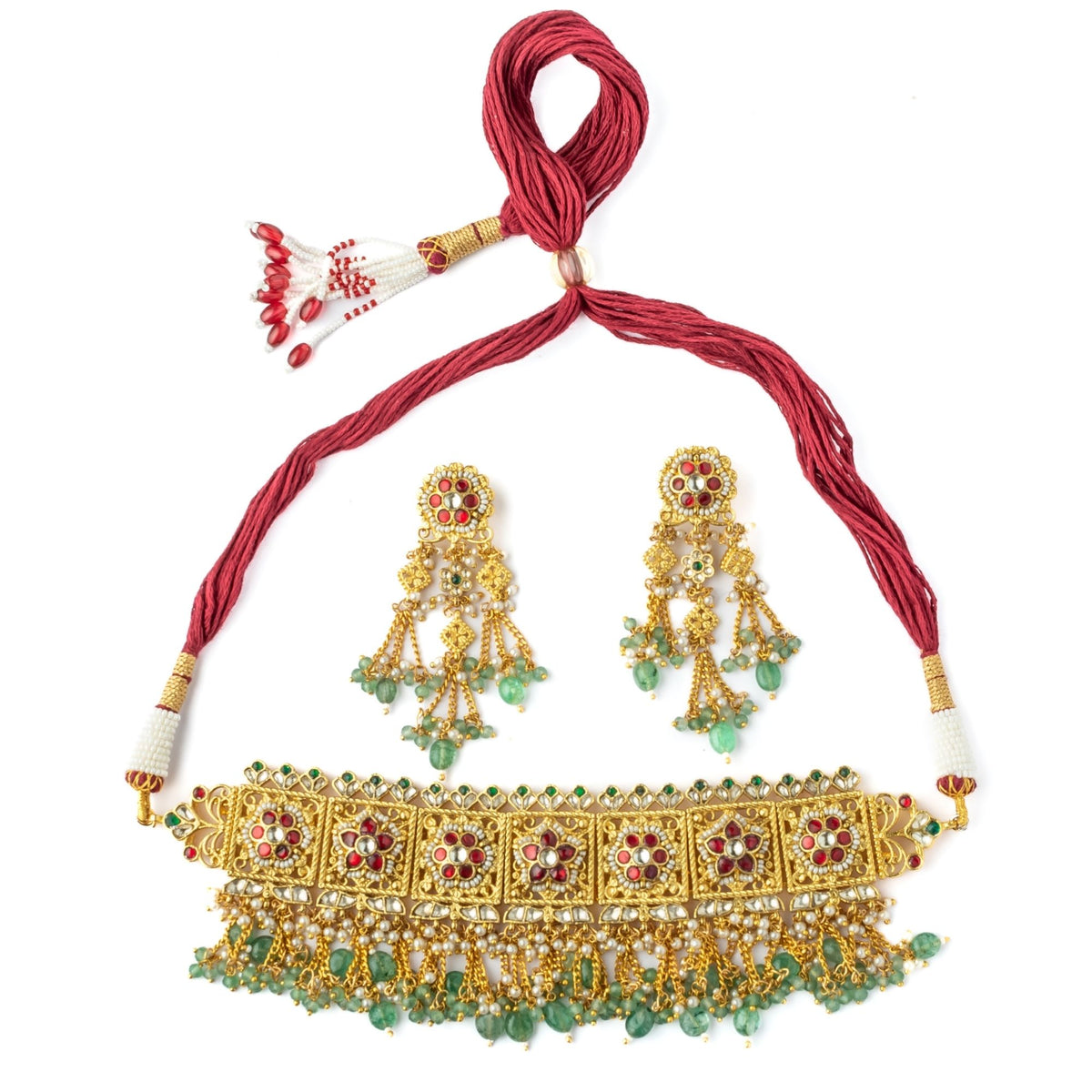 Gold-green Kundan Set