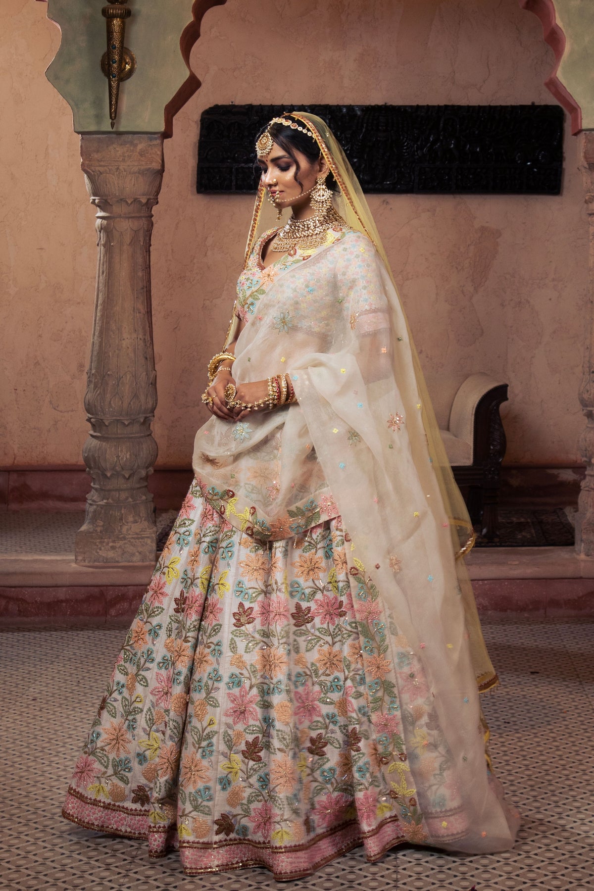 Ivory Embroidered Lehenga Set