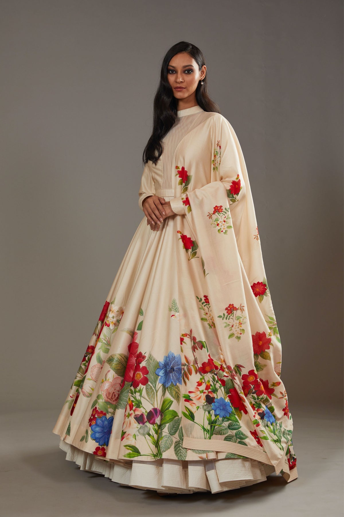 Printed Chanderi Anarkali Set