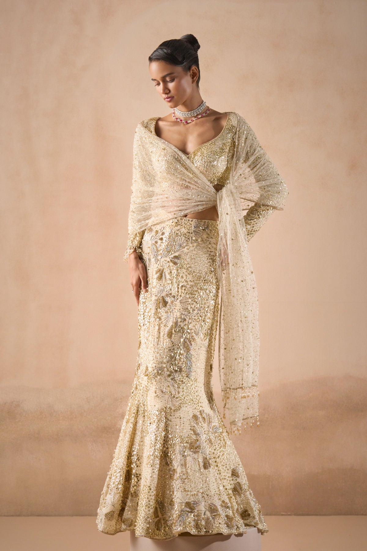 Ivory Fit N Flare Skirt Set