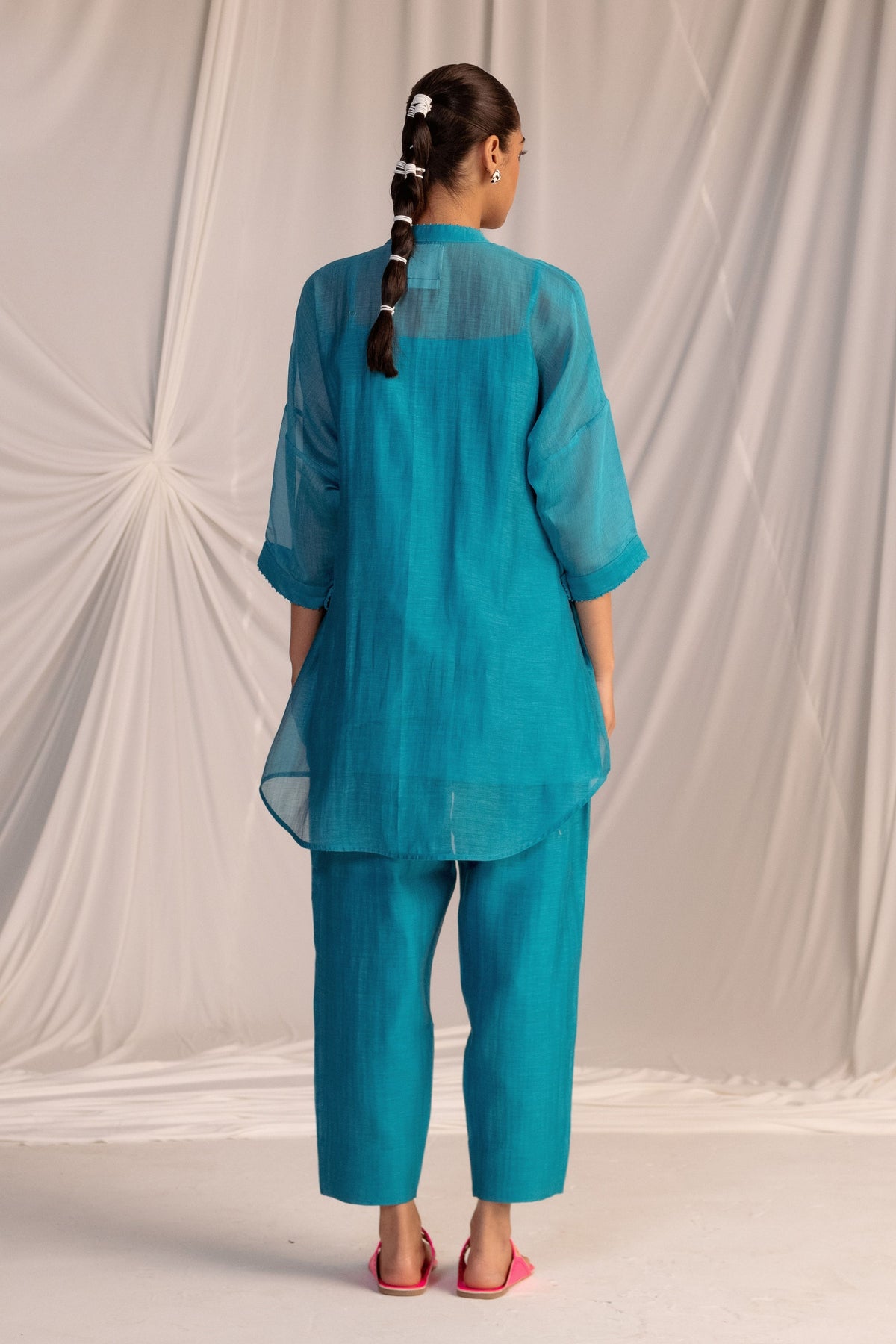Turquoise Embroidered Tunic Set