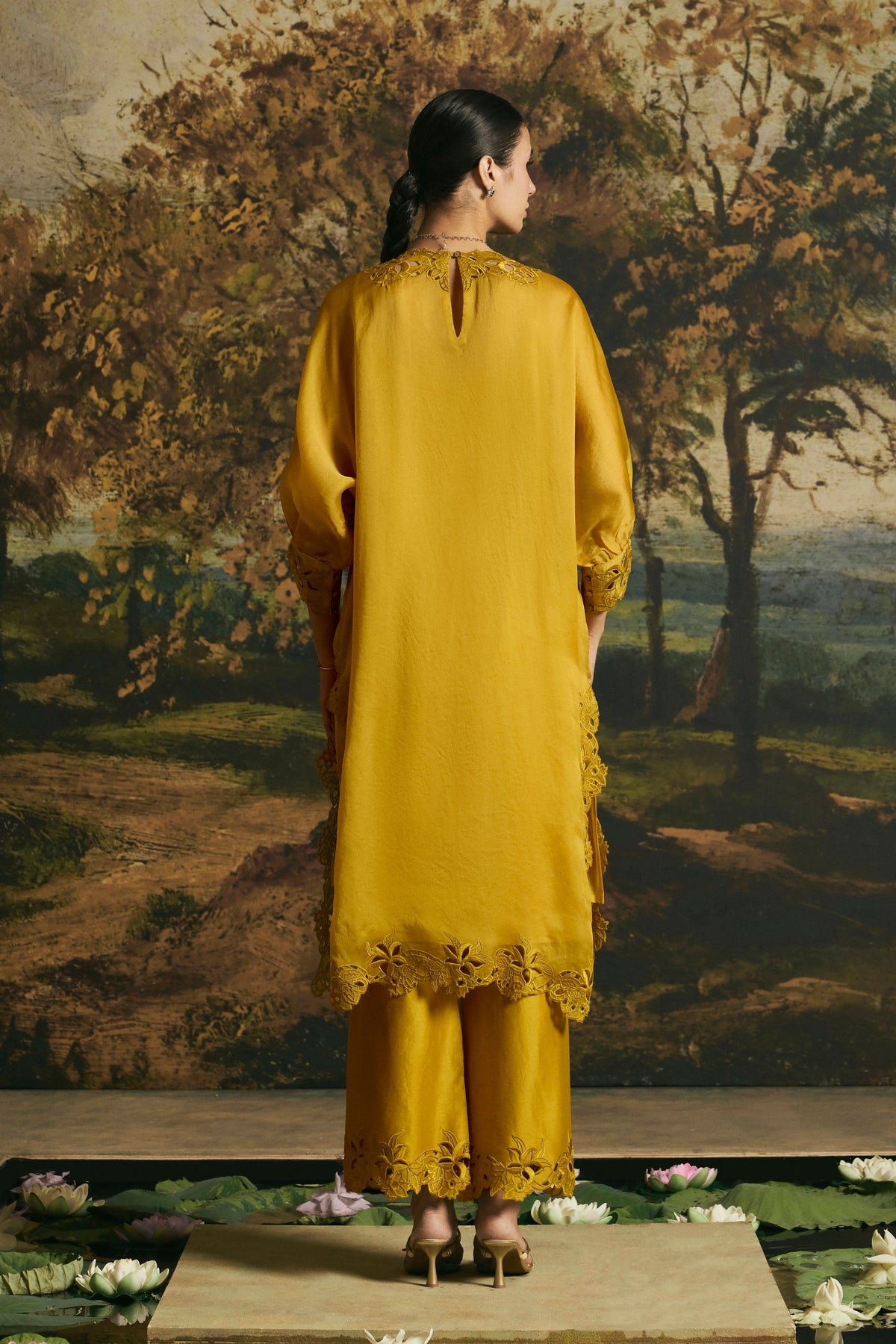 Amber Yellow Silk Kurta Set