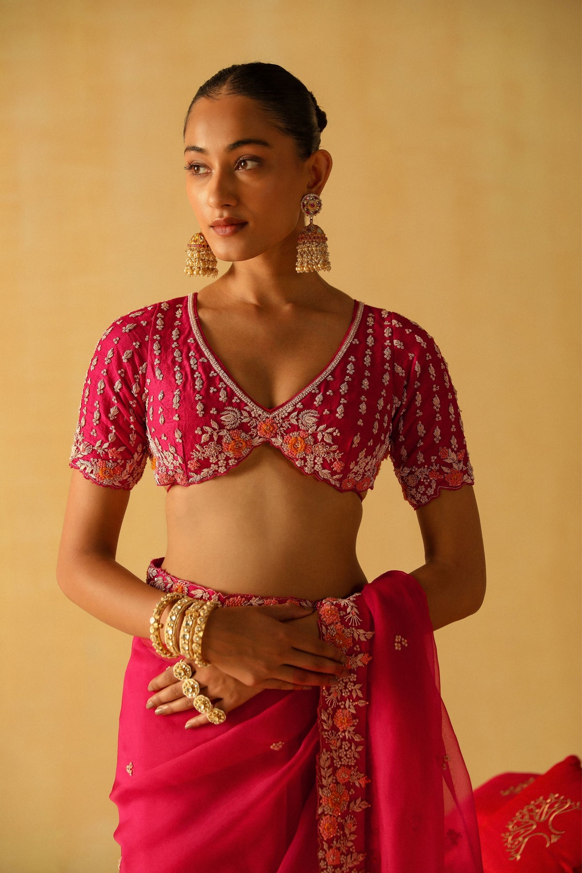 Hot Pink Afsa Saree Set