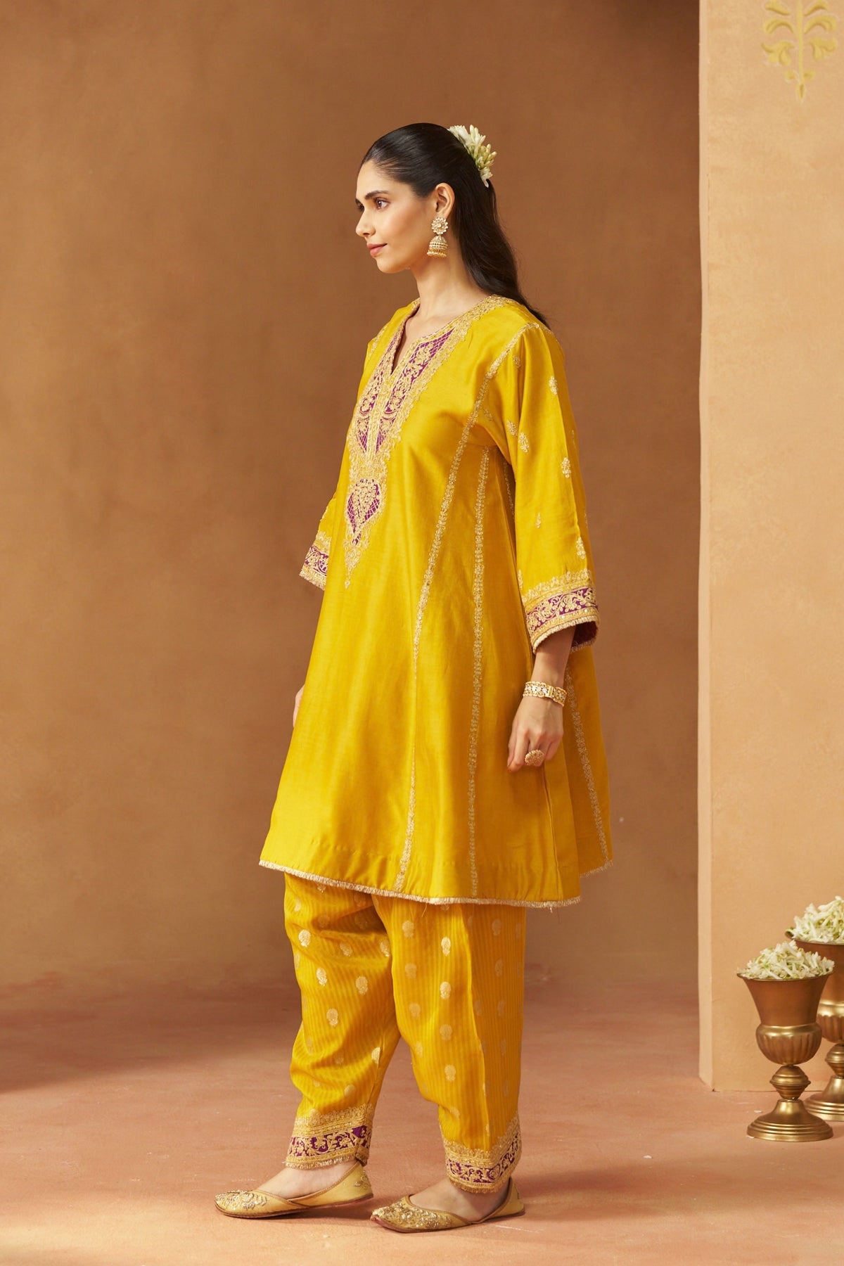 Mahgul Mustard Kalidaar Chauga Set
