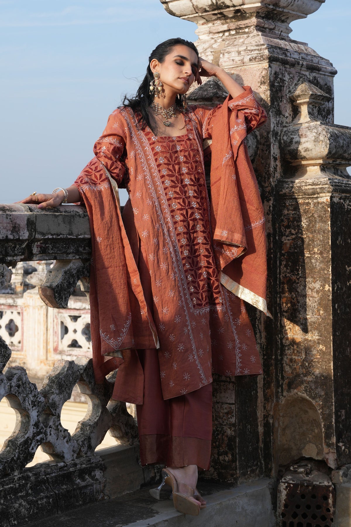 Rustic Red Straight Suit Set