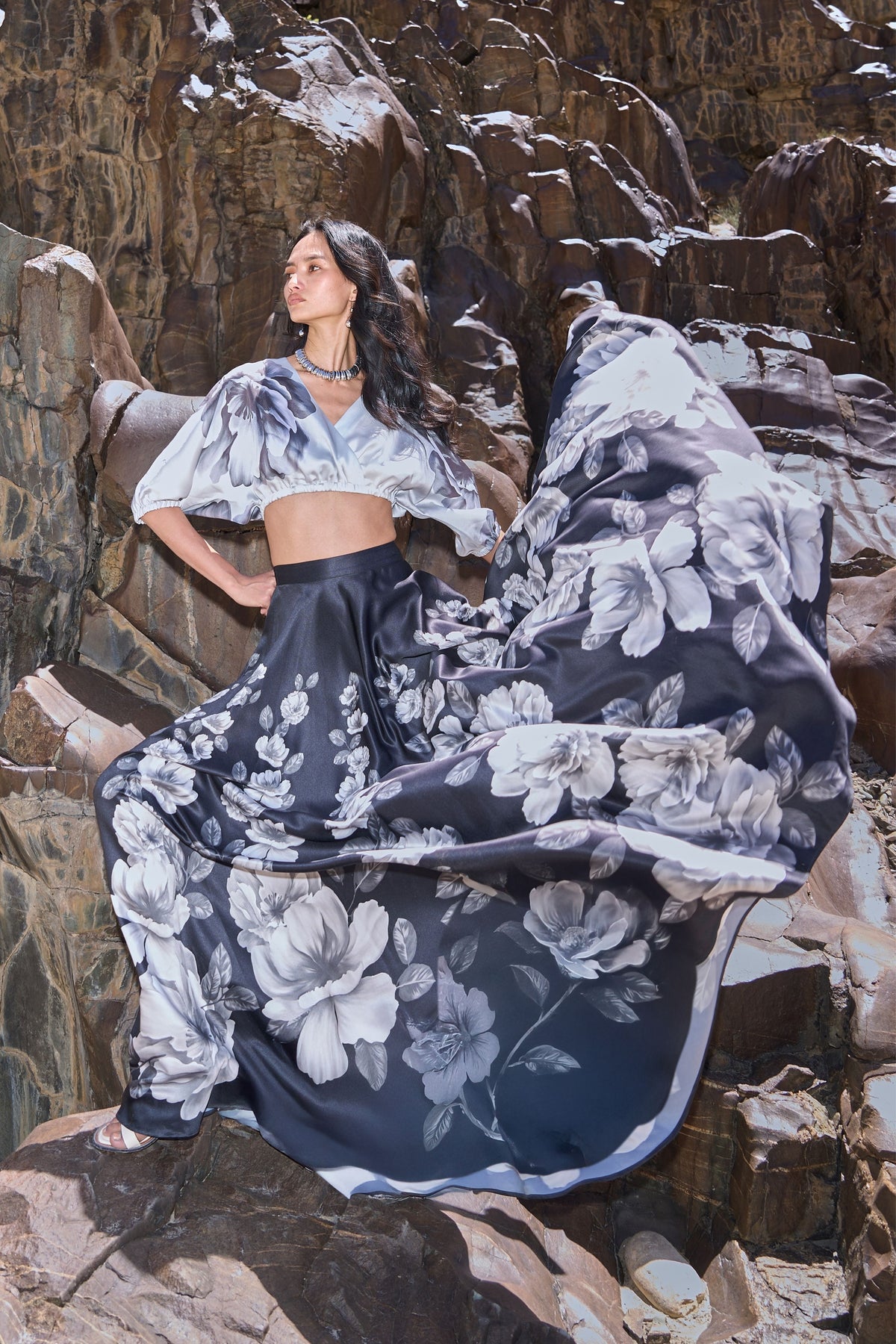 Floral Print Maxi Skirt Set