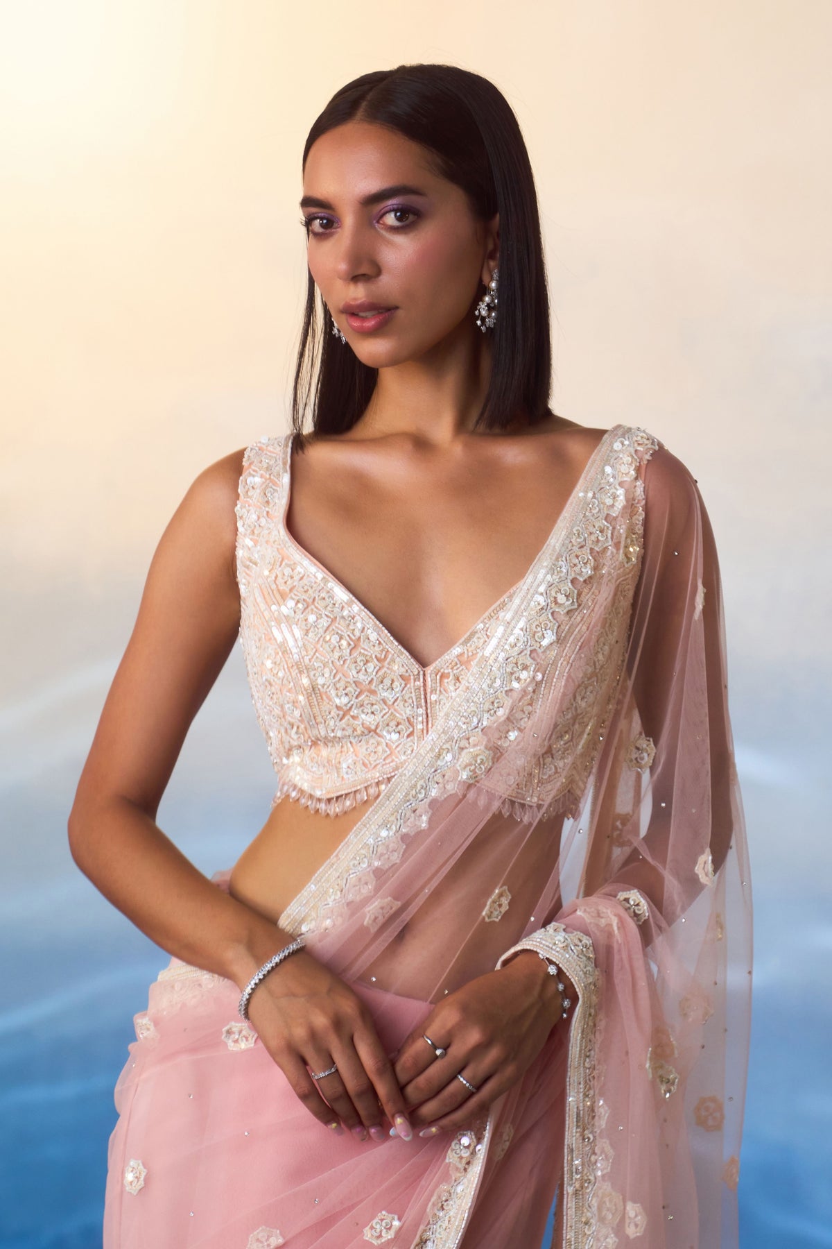 Blush Pink Saree Set