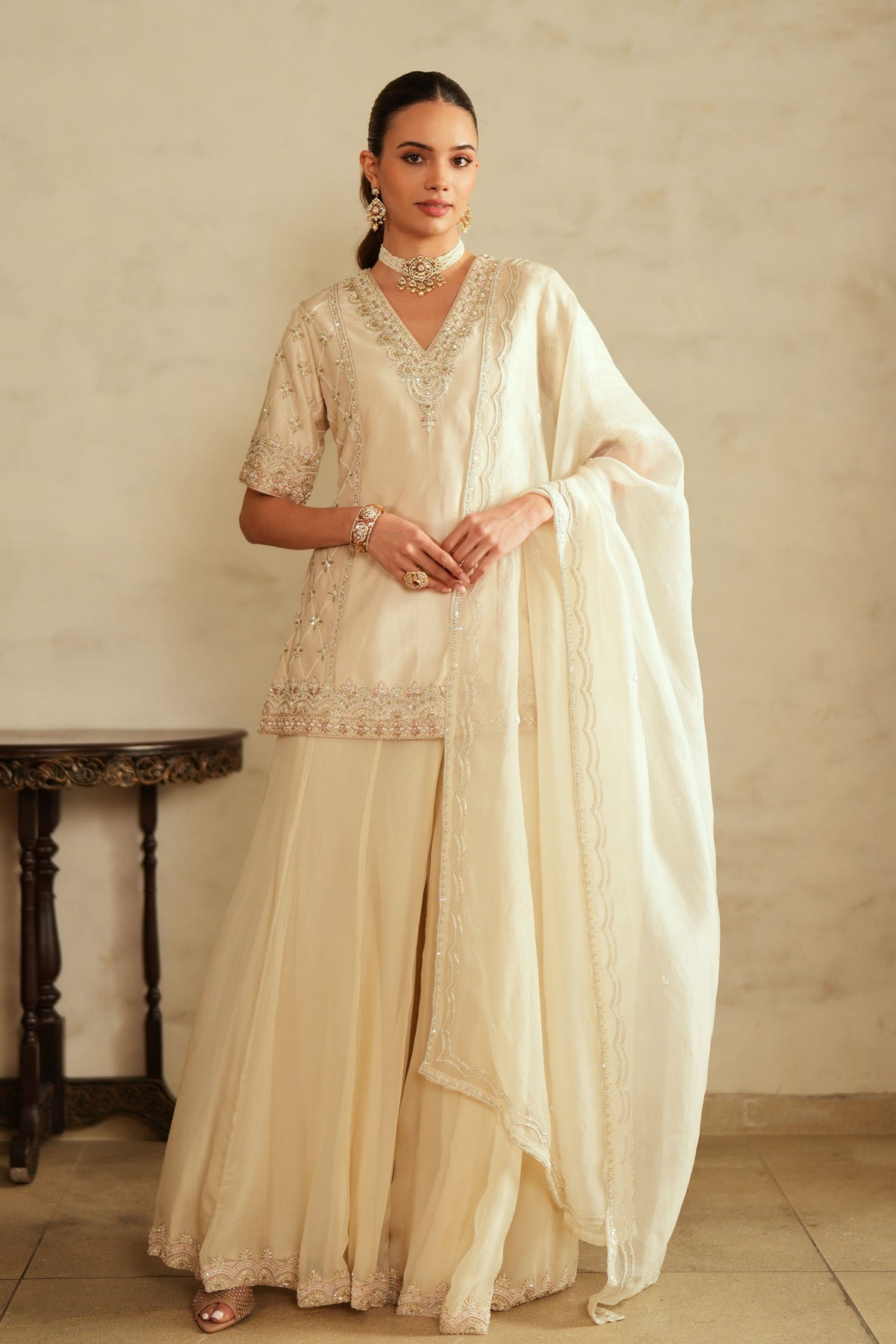 Ivory Kali Sharara Set
