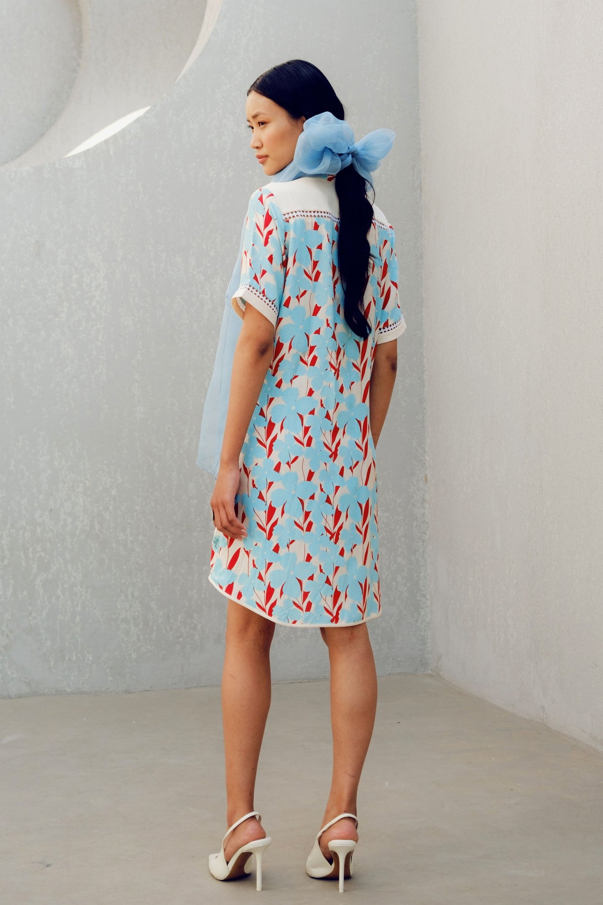 White Print Play Shirt Dress