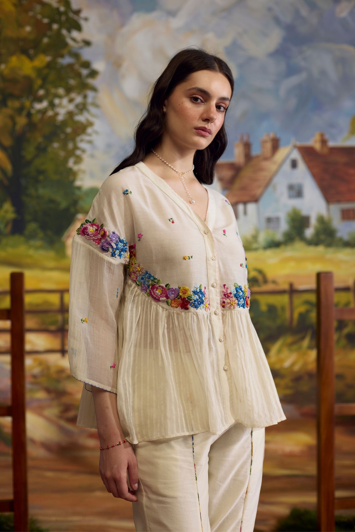 Lumina Gathered Chanderi Top