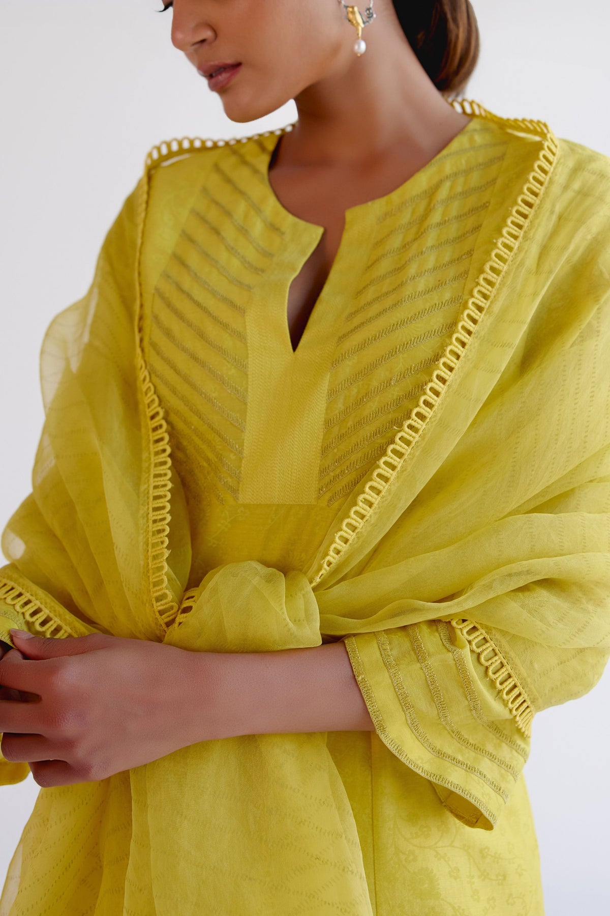 Lemon Yellow Kalidar Kurta Set