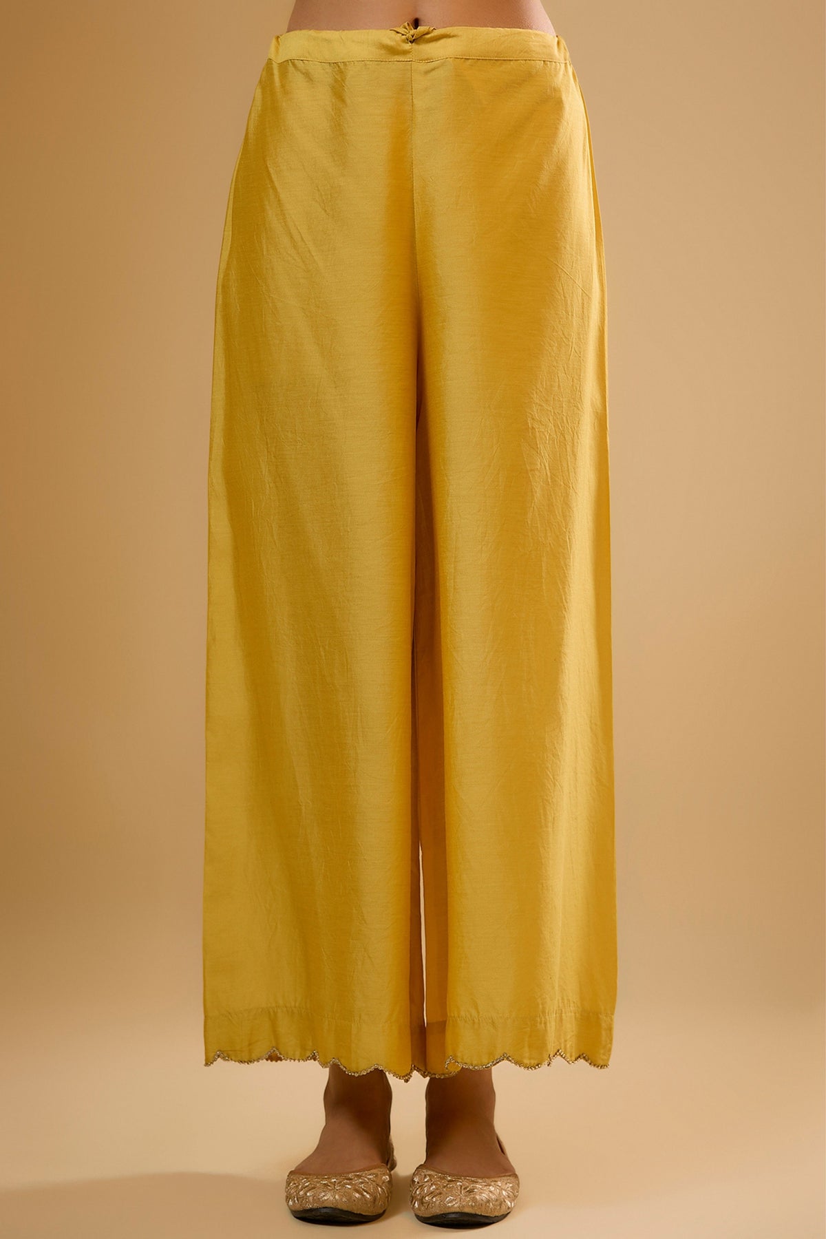 Yellow Stripe Yoke Kurta Set