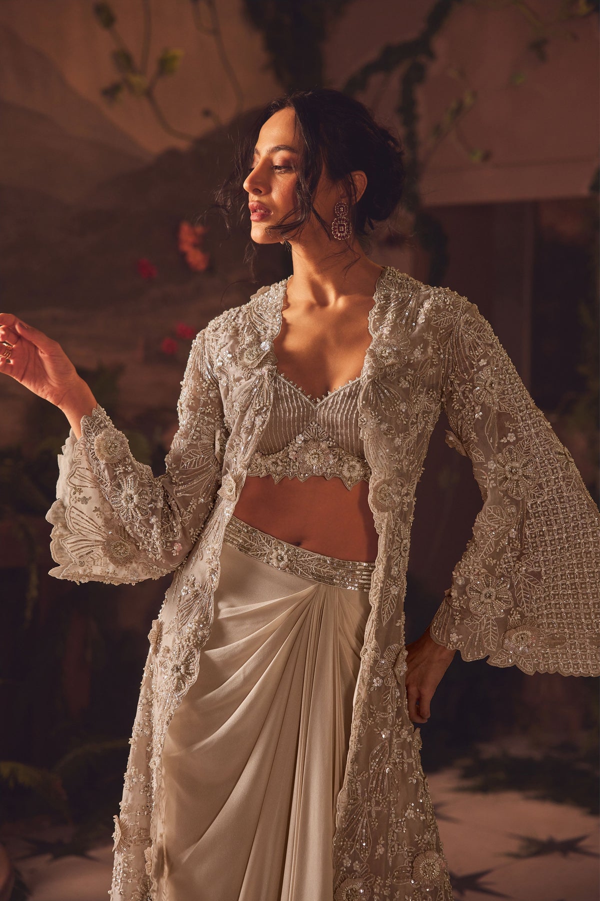Demure Draped Skirt Set