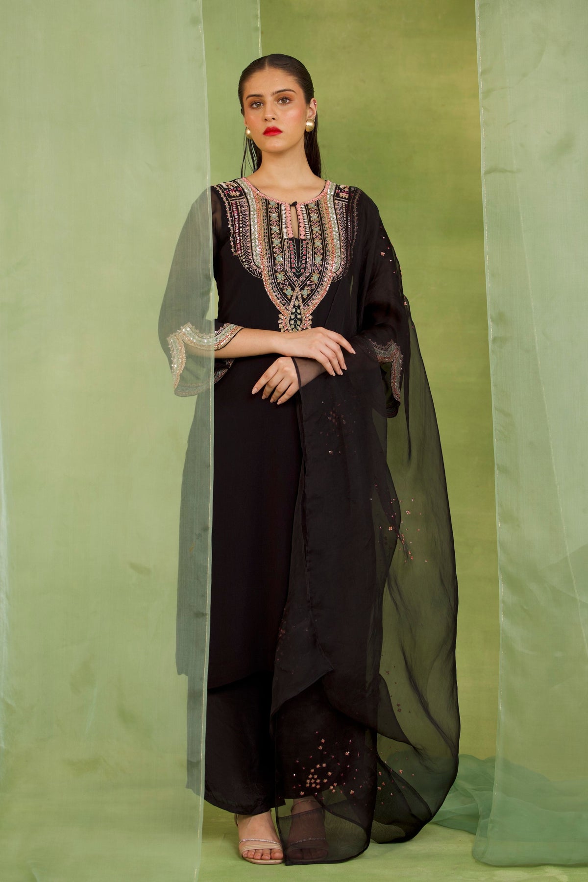 Black Georgette Kurta Set