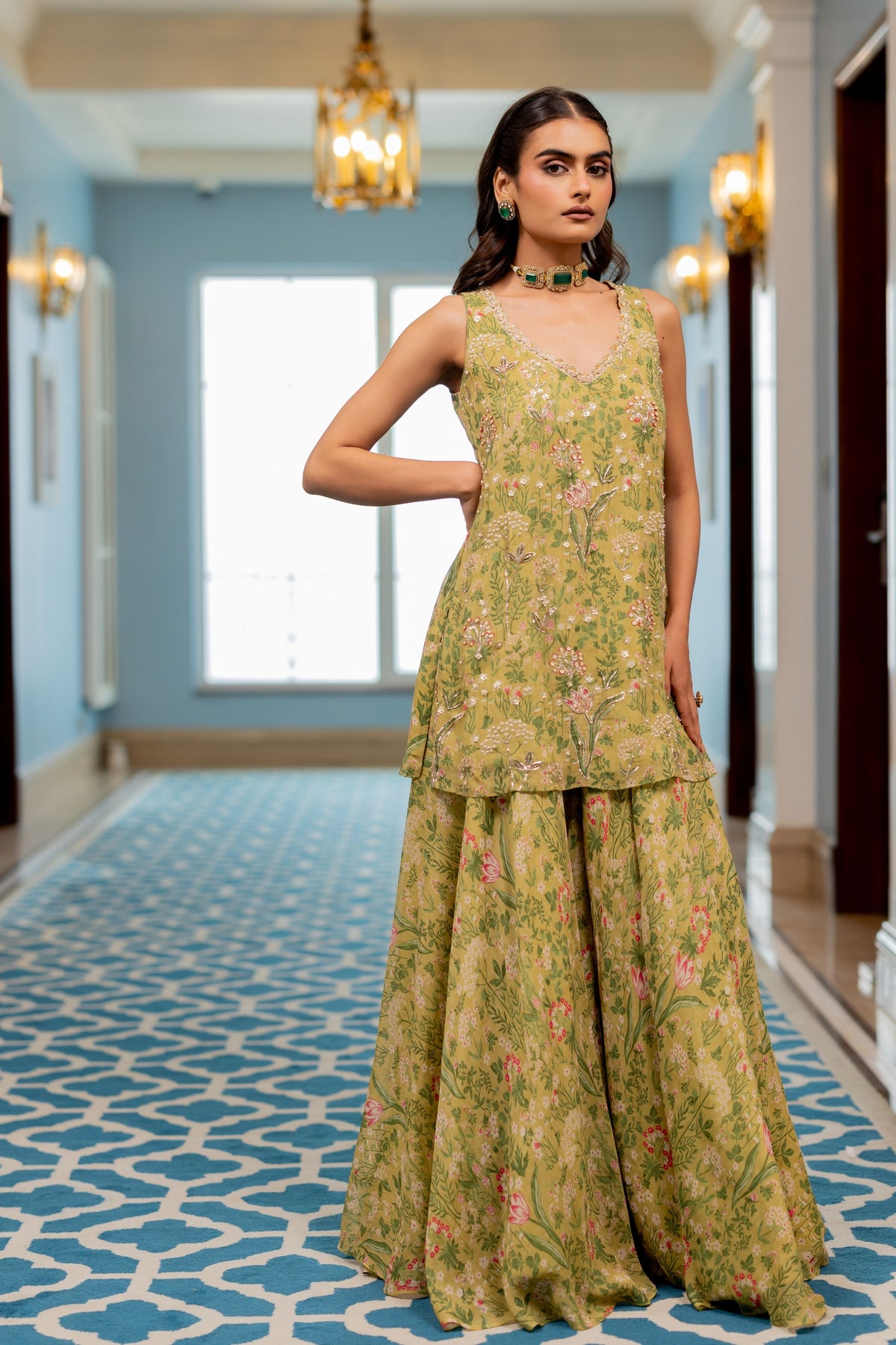 Missy Sage Green Sharara Set