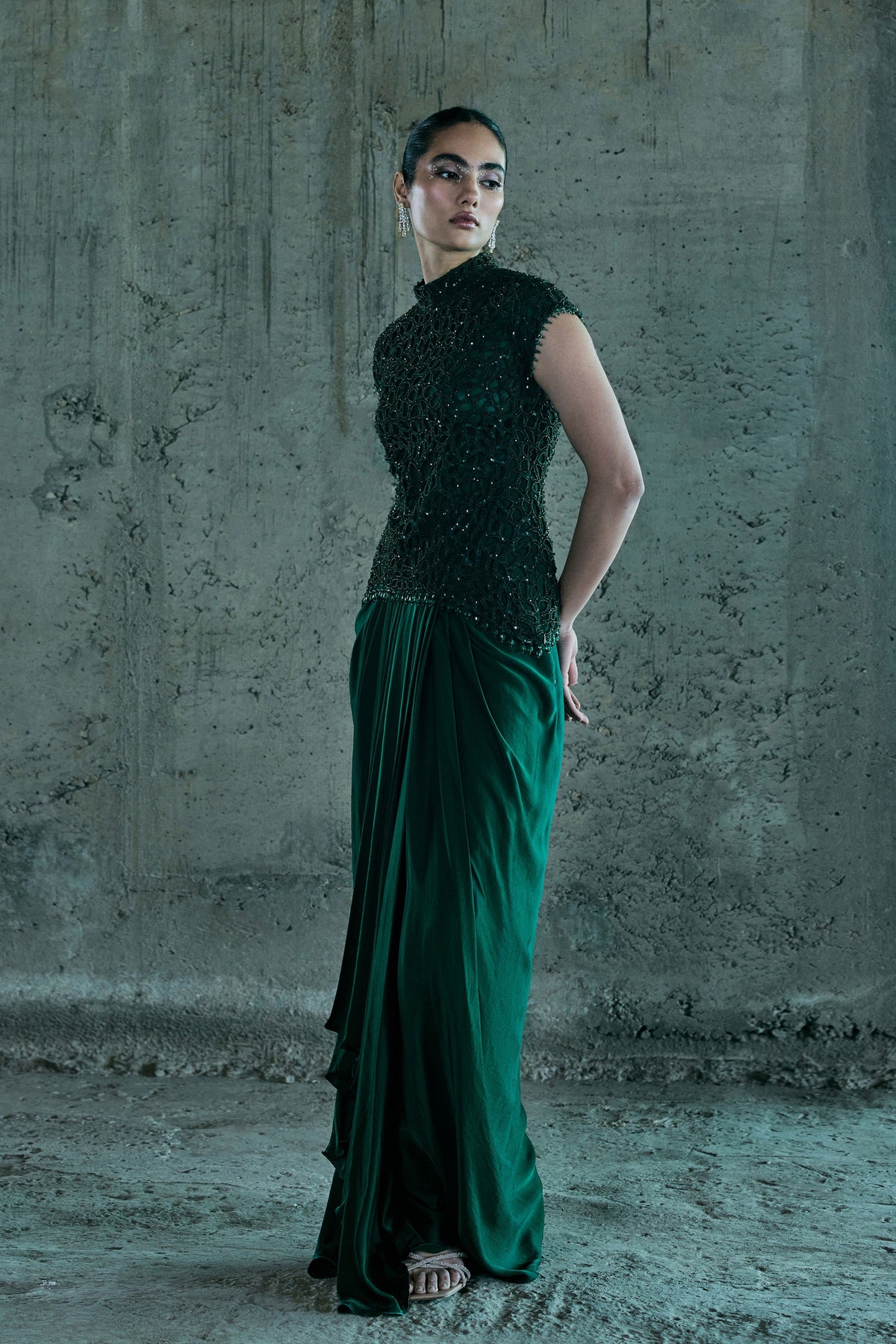 Emerald Cutwork Top With Skirt