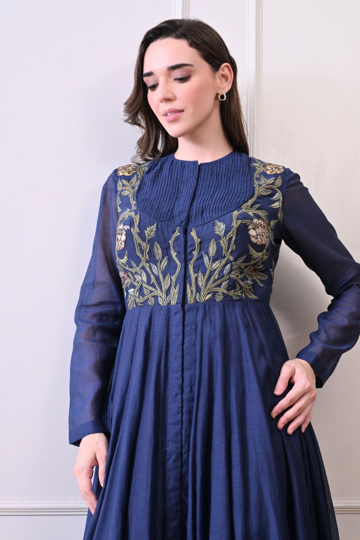 Blue Silk Embroidered Anarkali