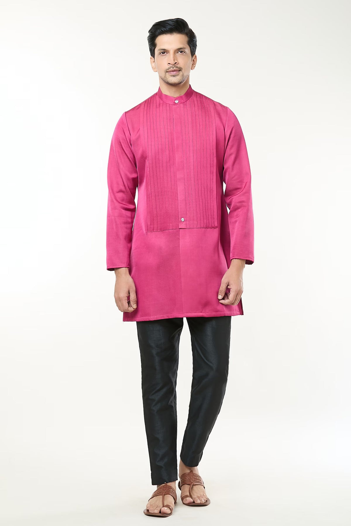 Fuscia Pink Pintuck Kurta Set