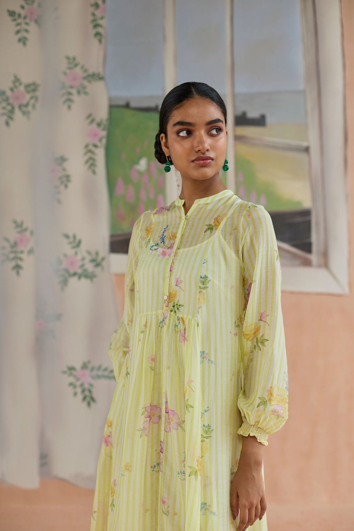 Serene Flora Maxi Dress Chanderi