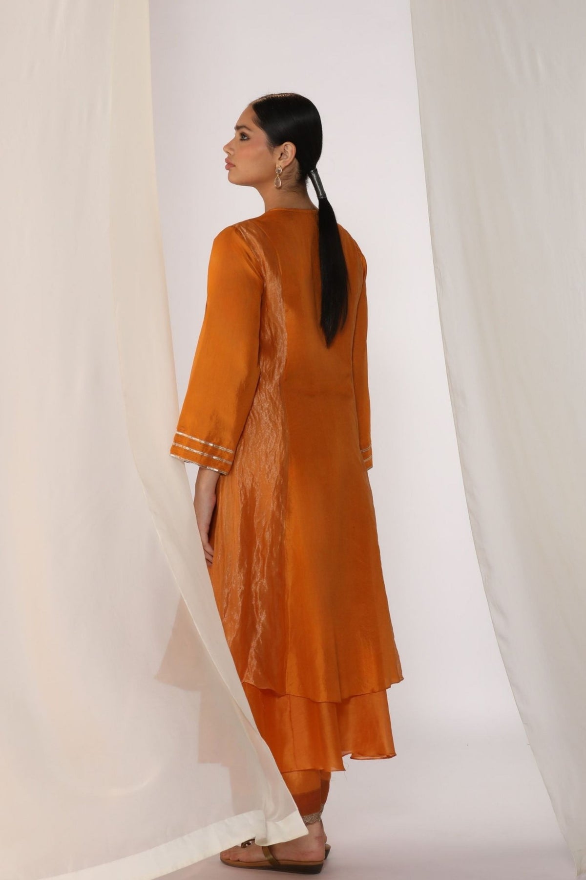 Saffron Embroidered Kurta