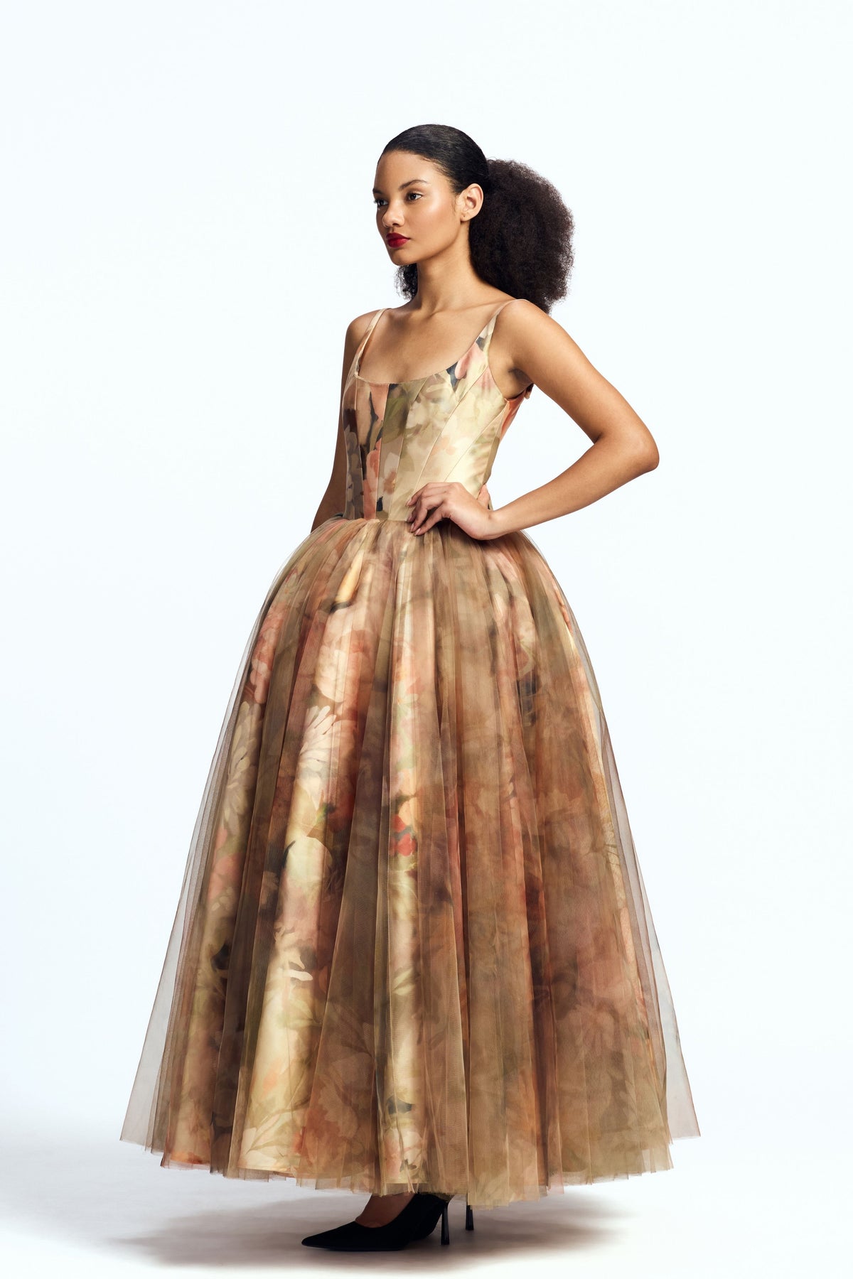 Panelled Corseted Midi Gown