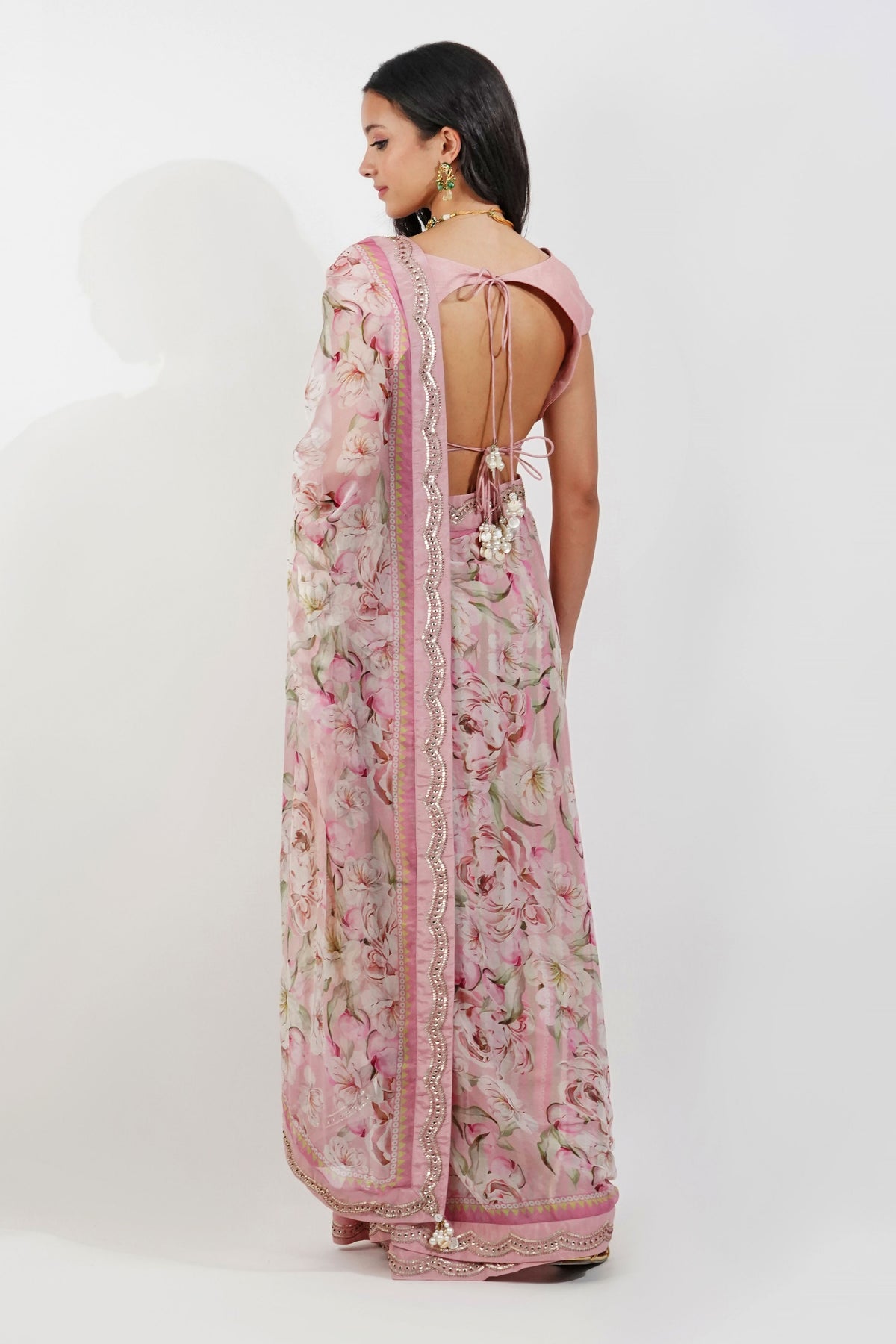 Vintage Floral Chiffon Saree