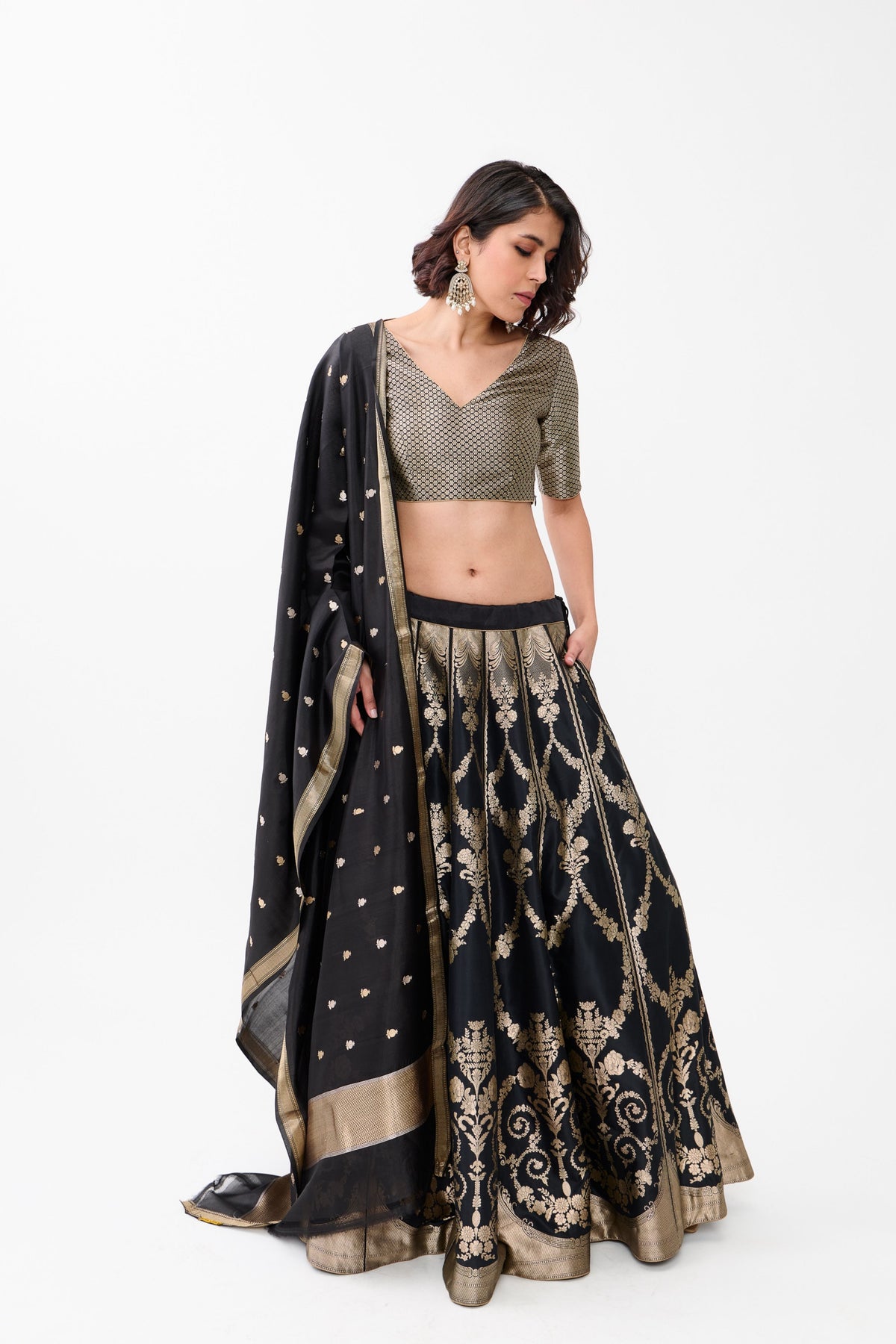 Black Madhumita Lehenga Set