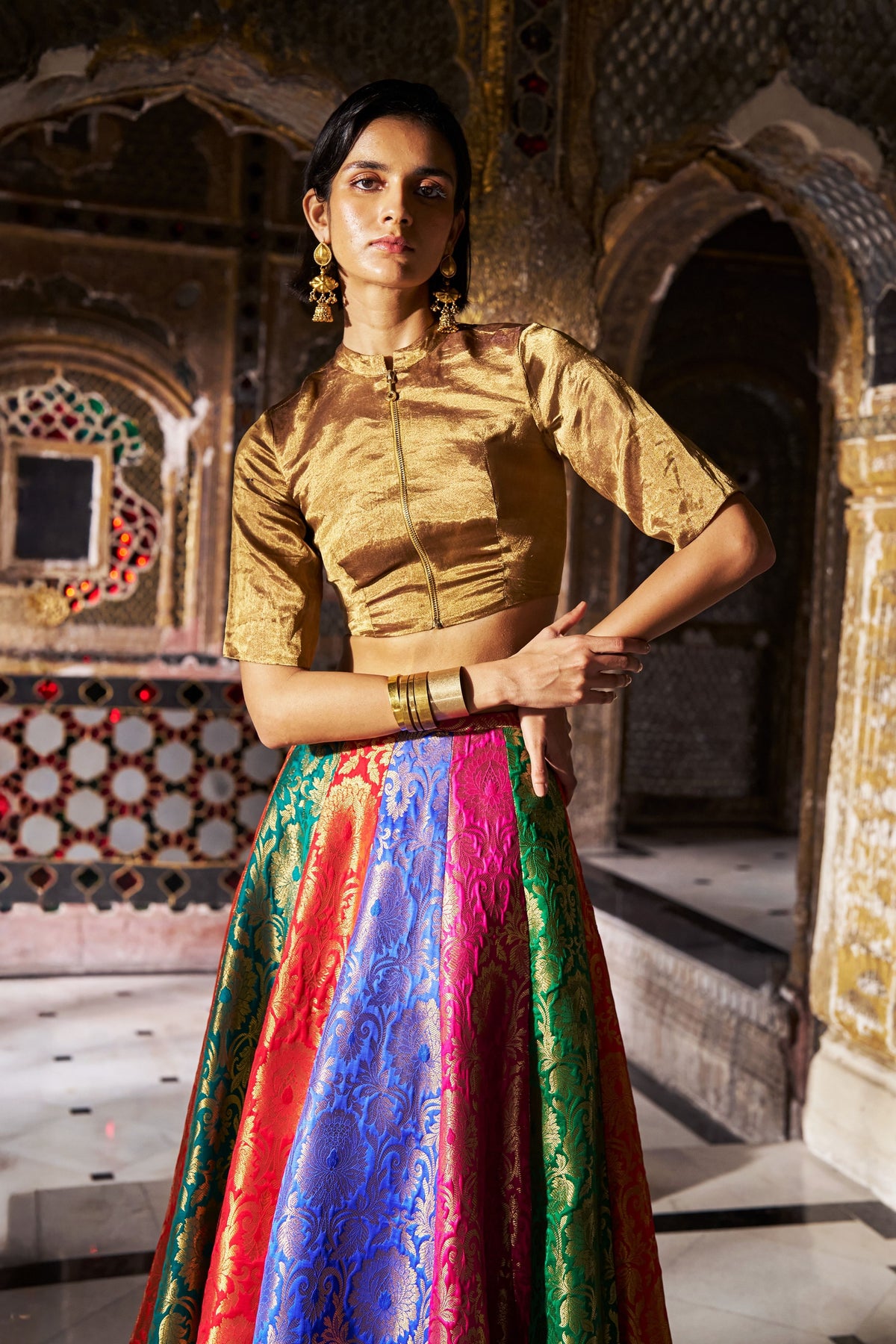 Banarasi Brocade Multi Flared Lehenga