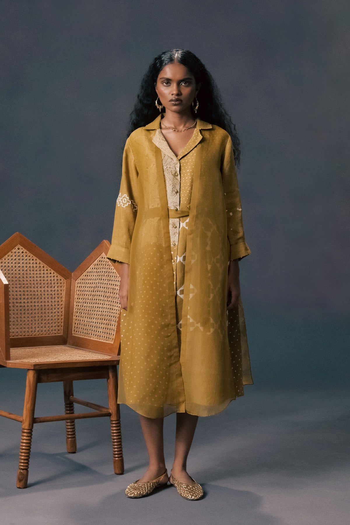 Moss Green Printed Dress