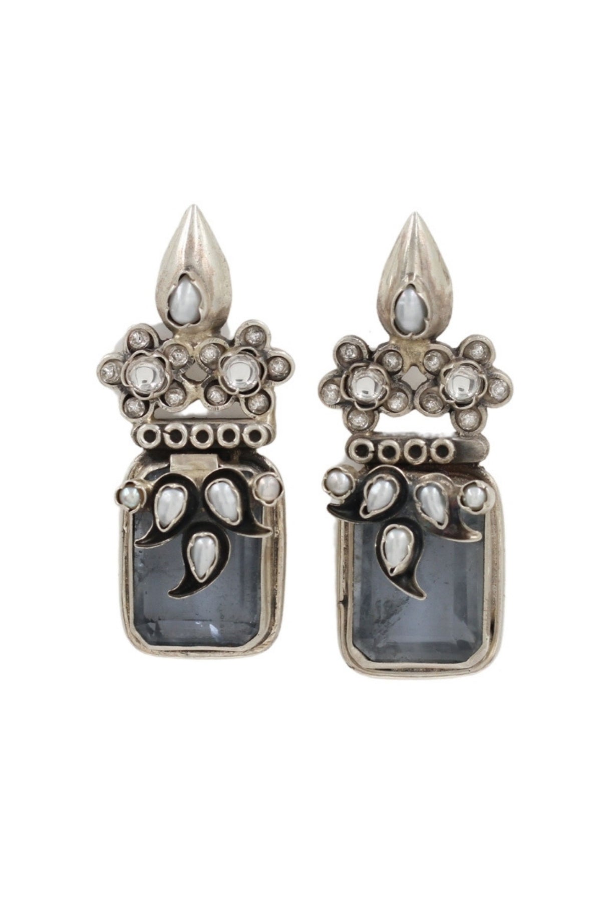 Classic Gray Silver Earrings