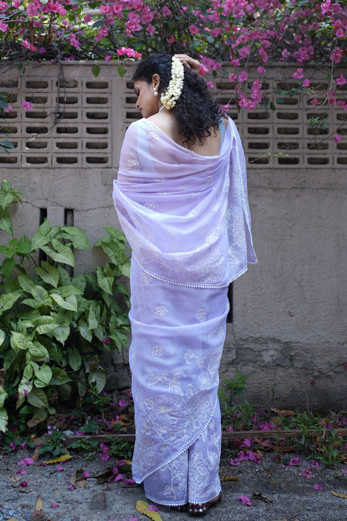 Nalini Intricate Lace Lilac Saree