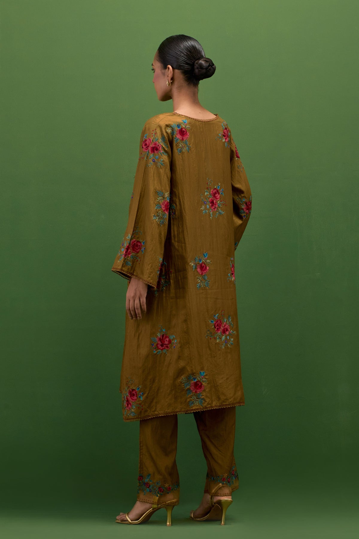 Golden Olive A-line Kurta Set