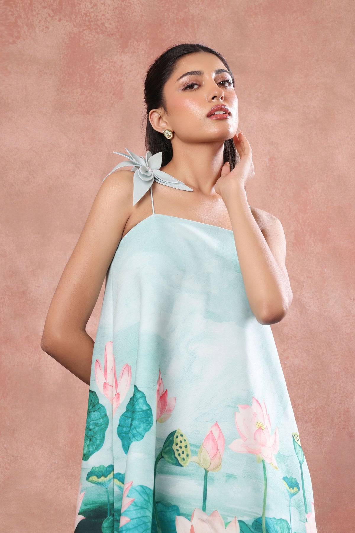 Short Neoprene Flower Dress Set