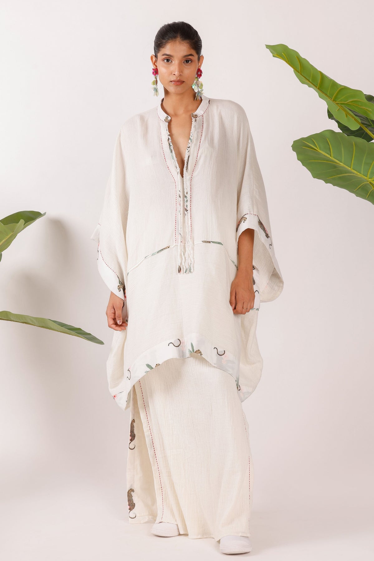 Ivory Cotton Crush Kaftan Set