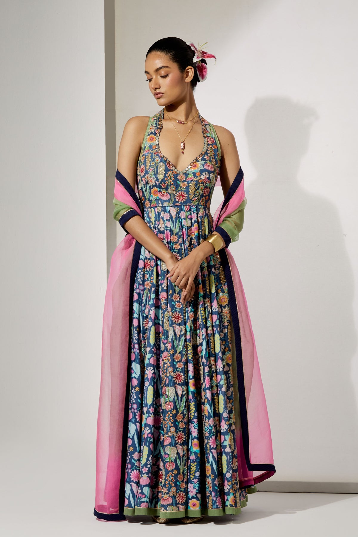 Midnight Bloom Anarkali Set