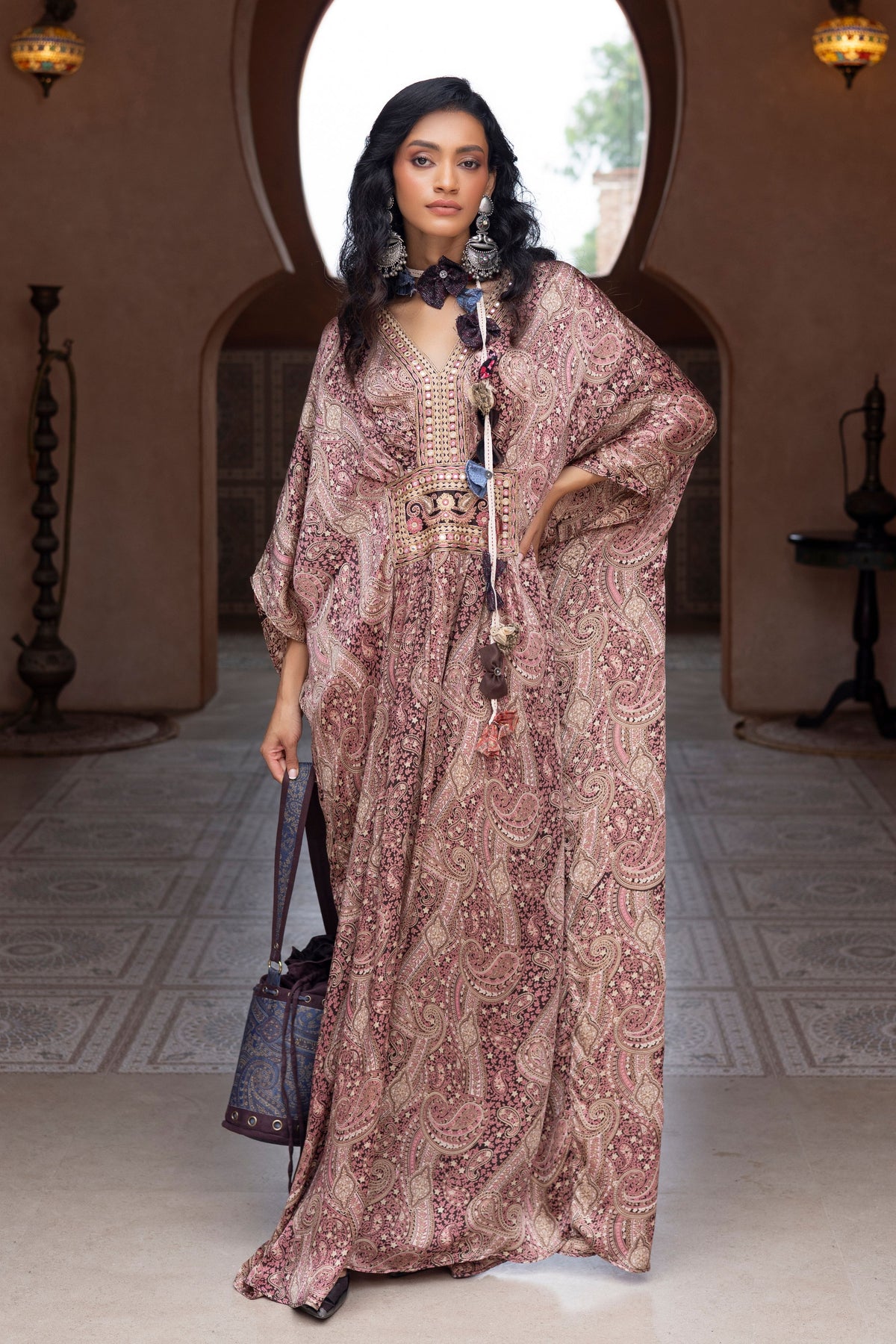 Brown Printed Kaftan