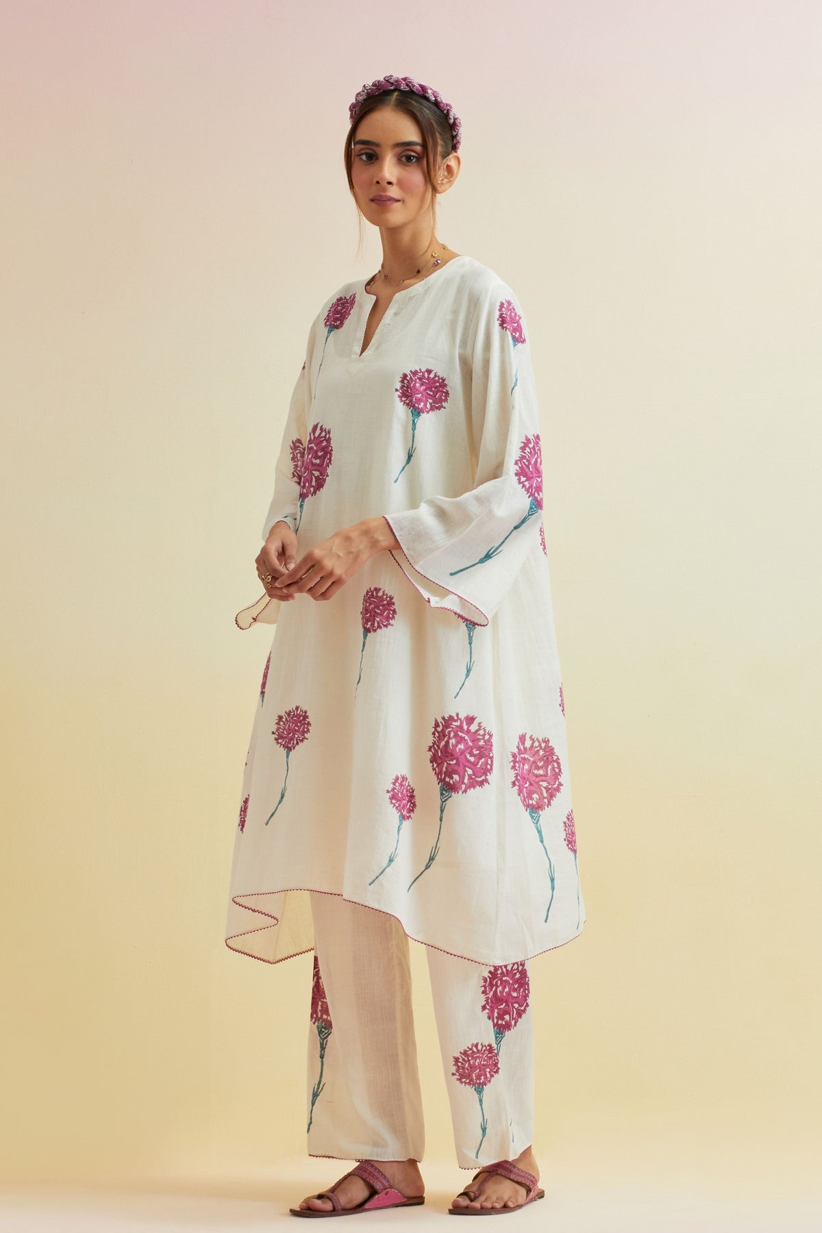 Off White A-line Kurta Set