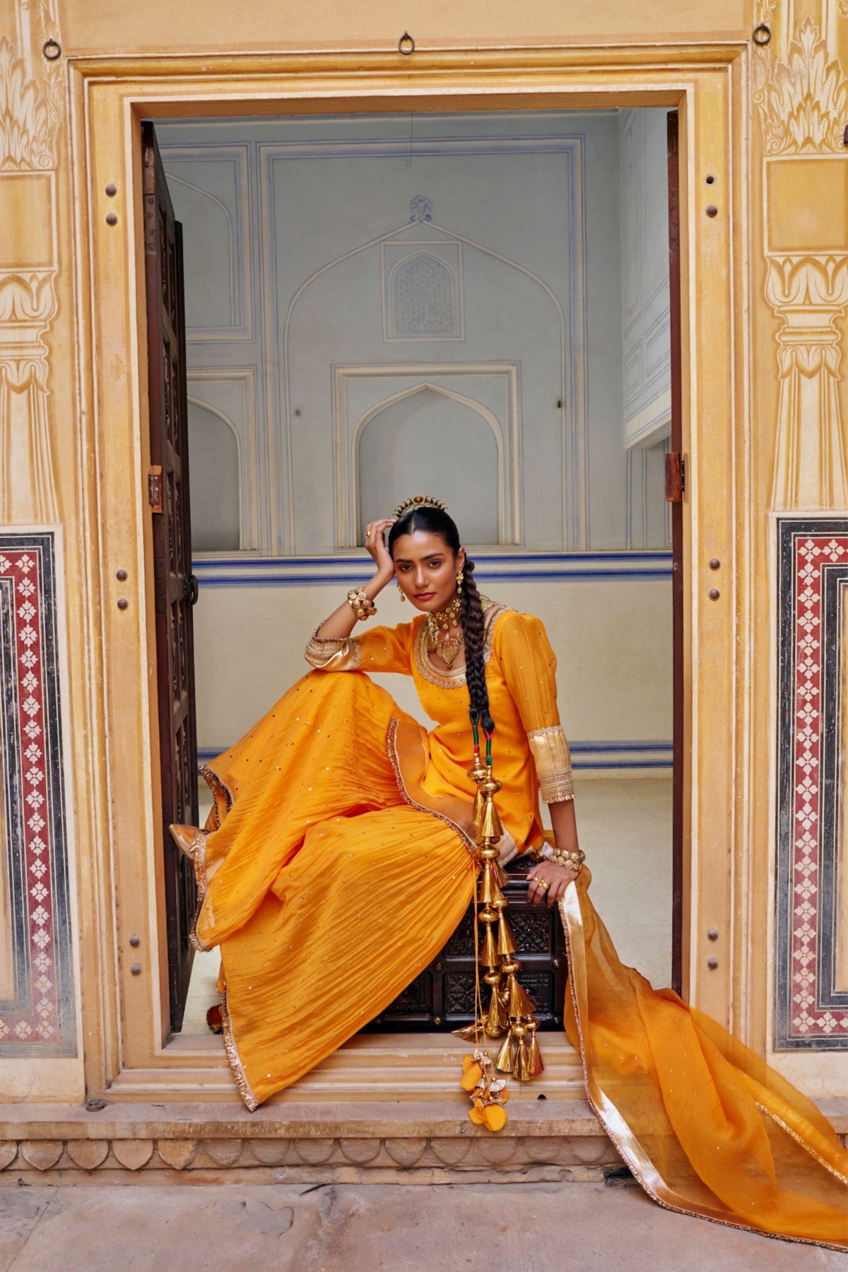 Saffron Straight Sharara Set