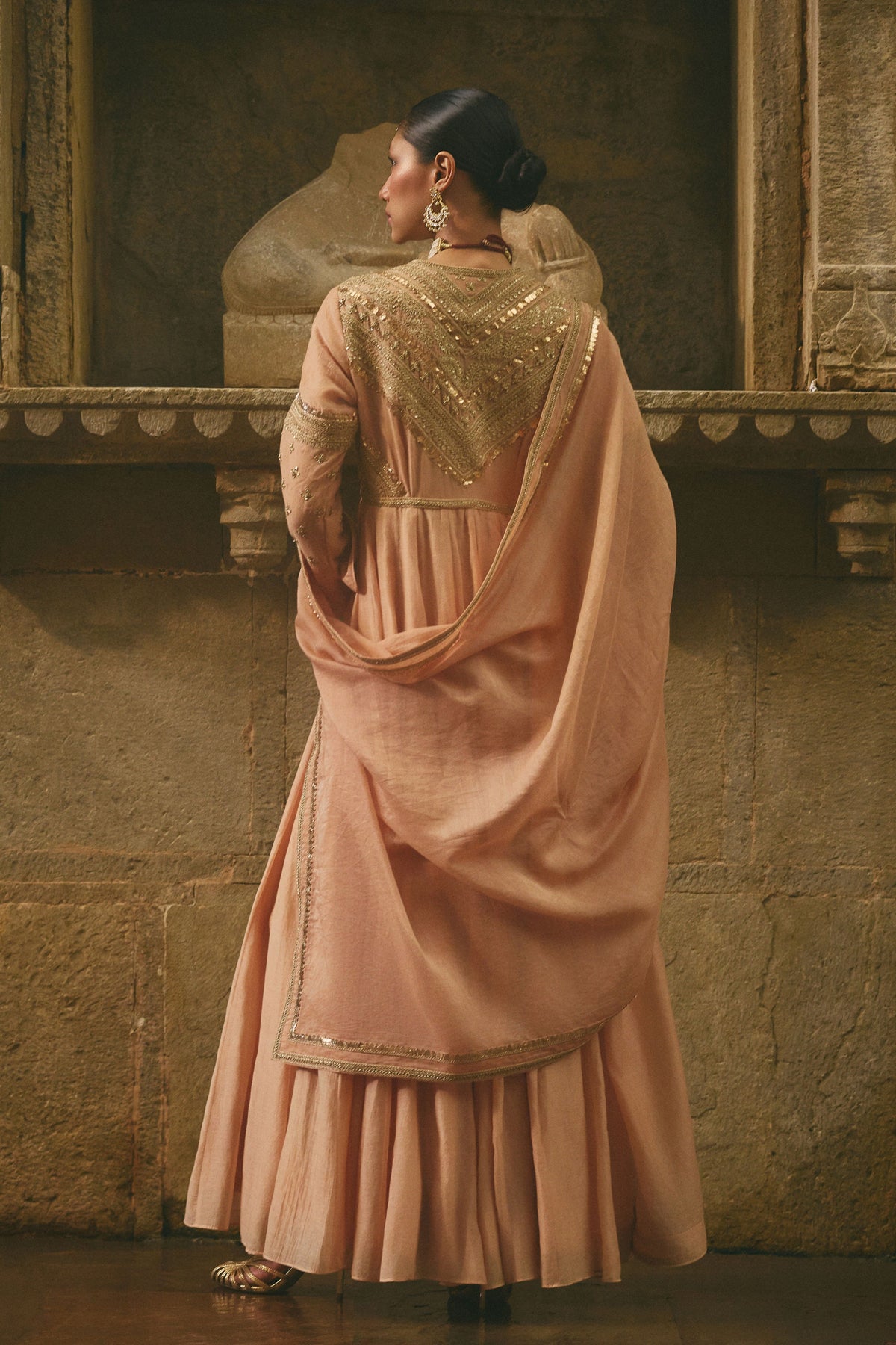Beige Anarkali Set