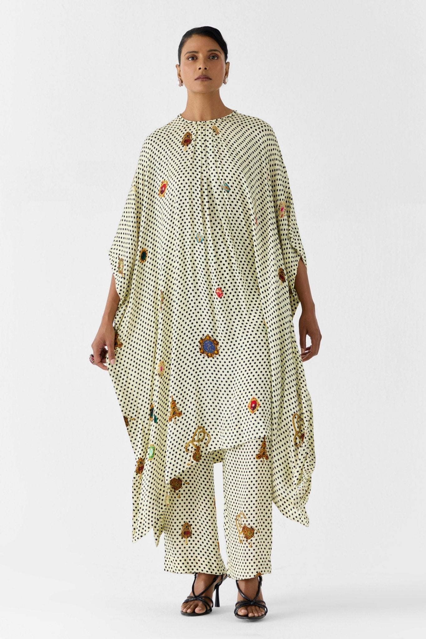 Pearl Polka Dot Kaftan Set - Studio Rigu - Elahe