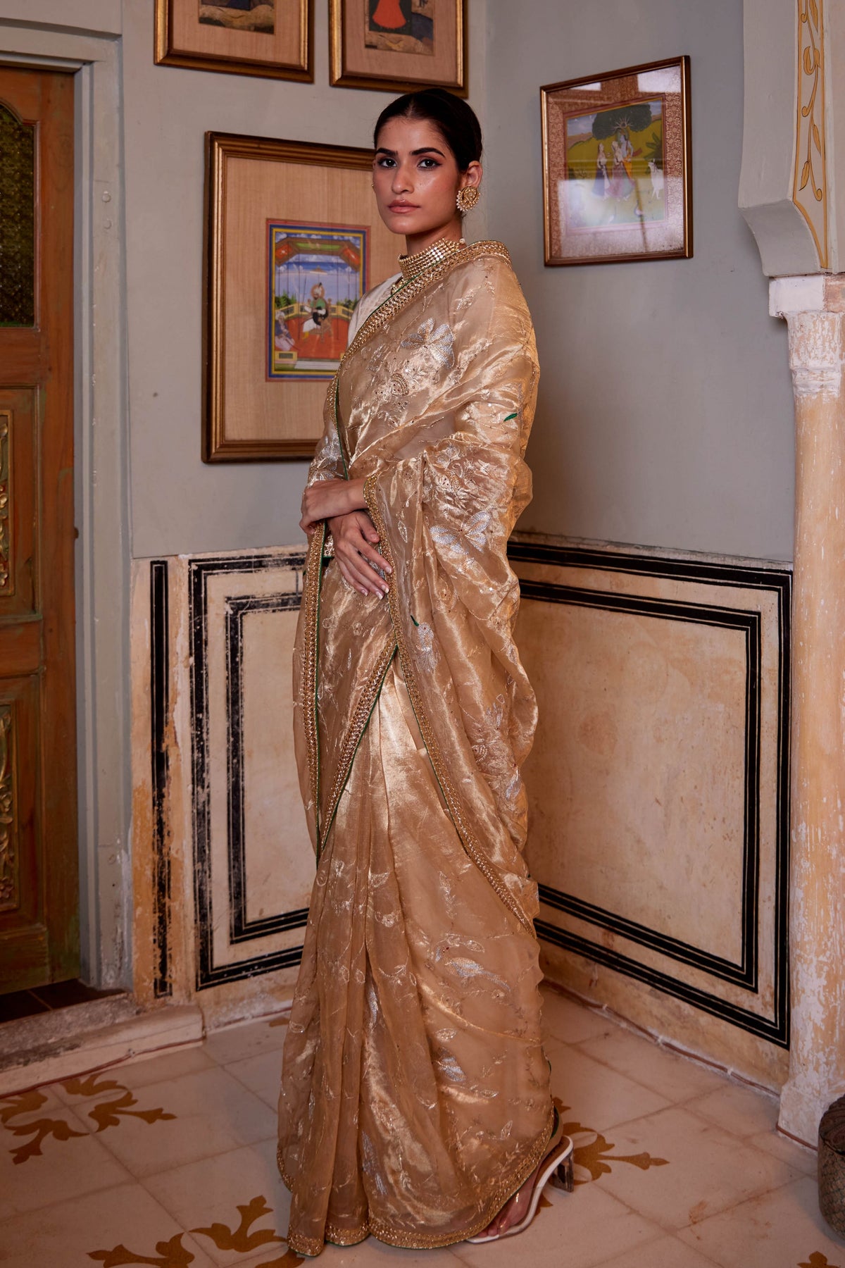 Kaaga Koyal Golden Saree