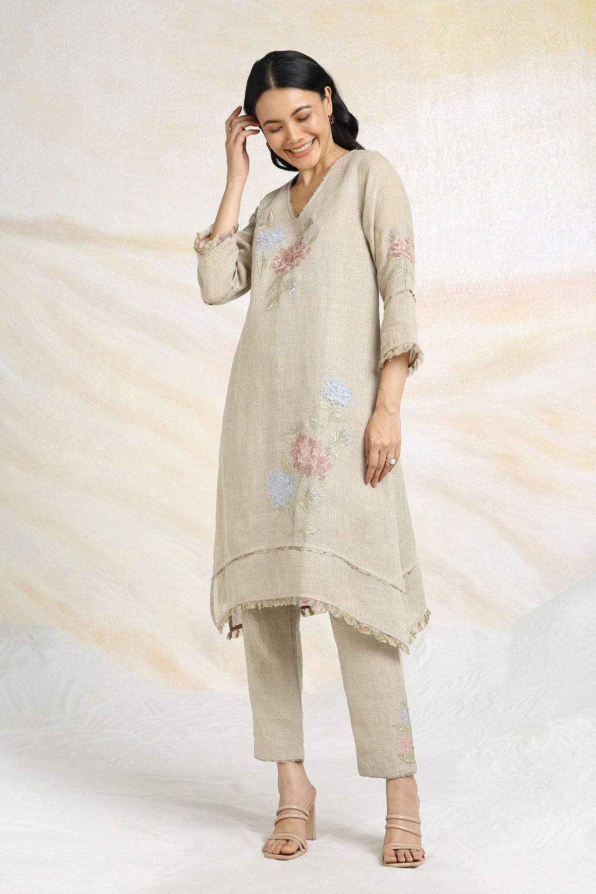 Hydrangea Natural Kurta And Pants