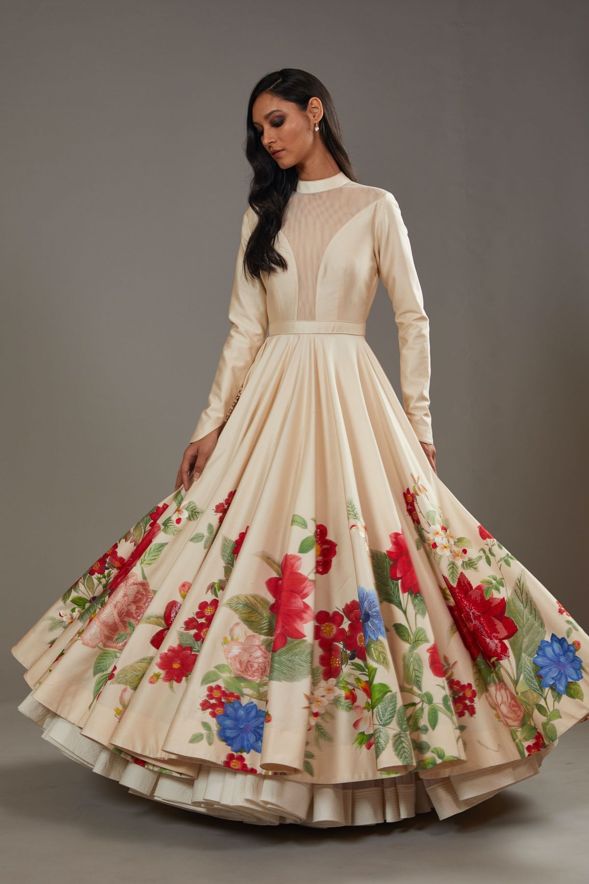 Printed Chanderi Anarkali Set