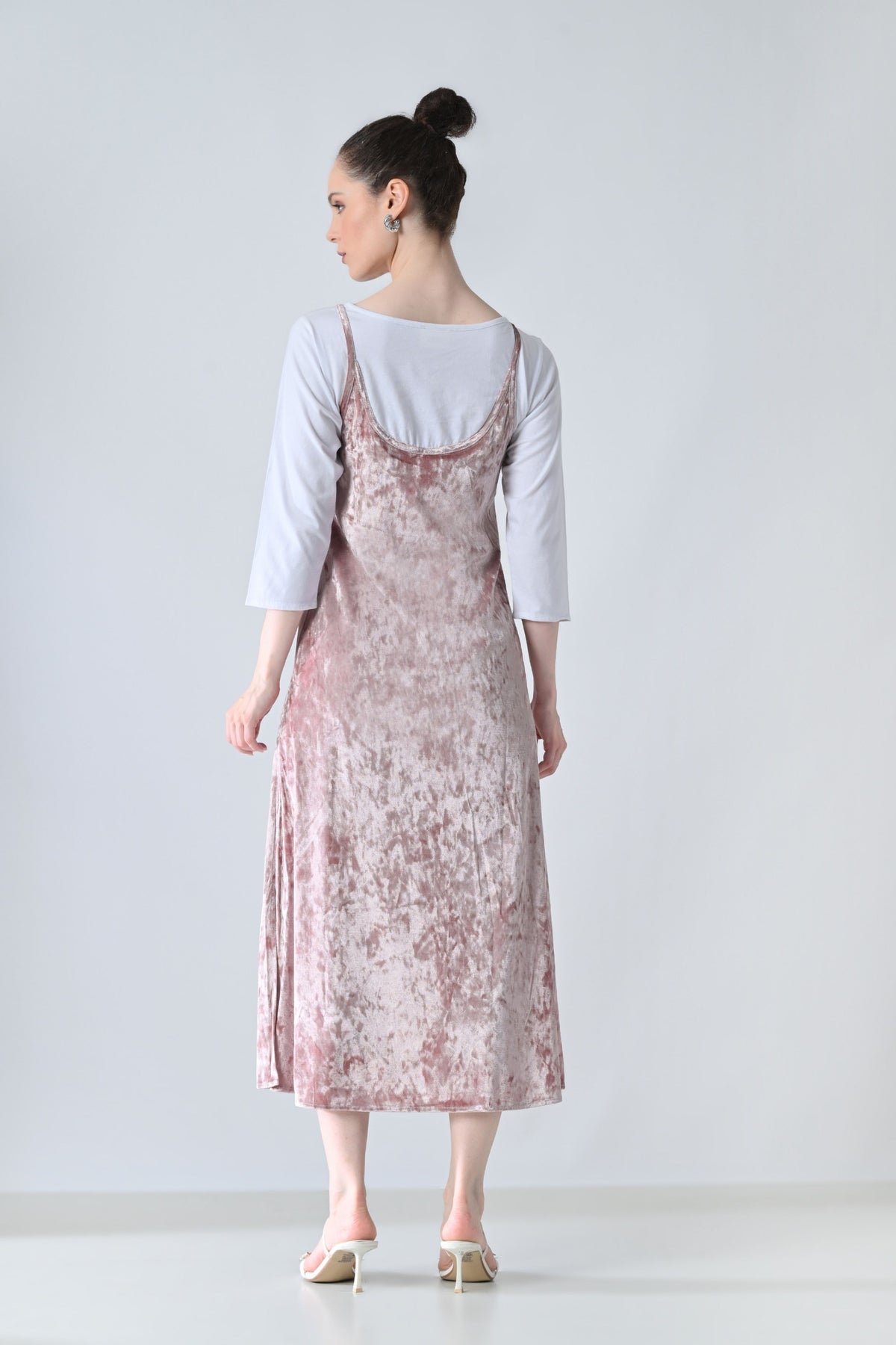 Blush Pink Velvet  Strapy Dress