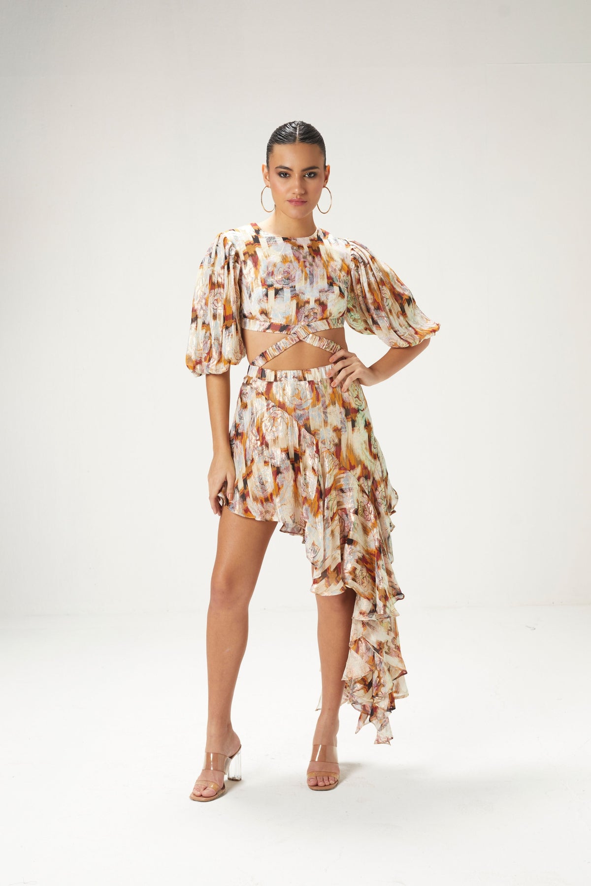 Rust Asymmetric Backless Dress