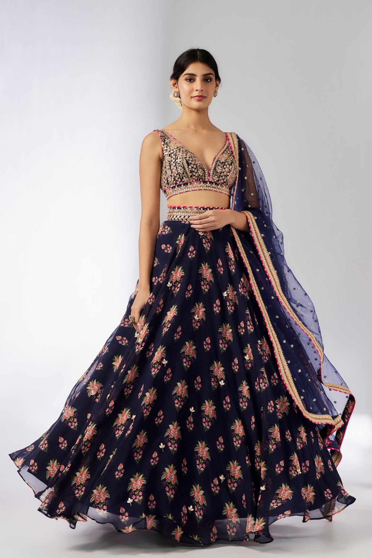 Navy Esha Lehenga Set